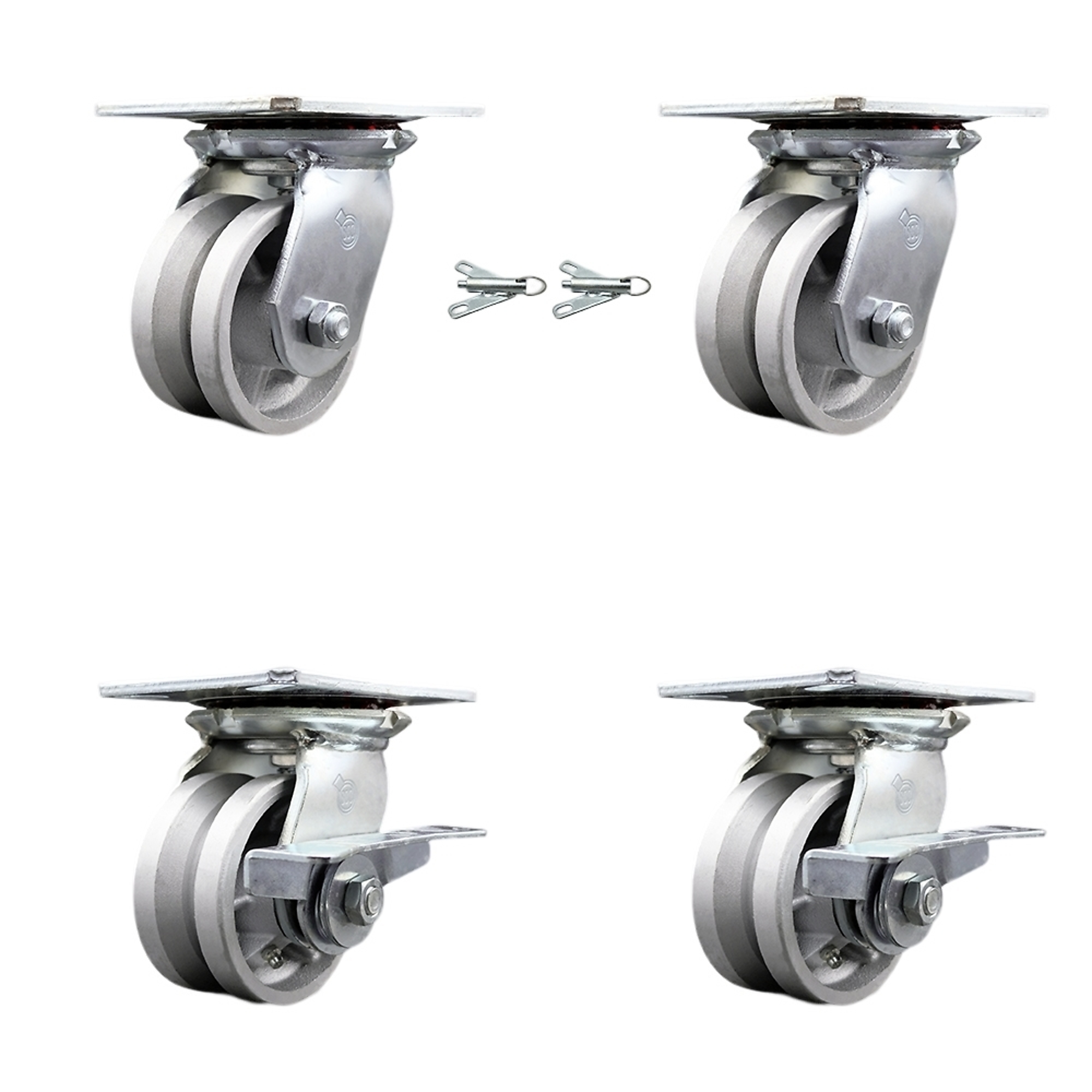 Service Caster, 4Inch x 2Inch Plate Casters, Wheel Diameter 4 in, Caster Type Swivel, Package (qty.) 4, Model SCC-35S420-VGR-BSL-2-SLB-2