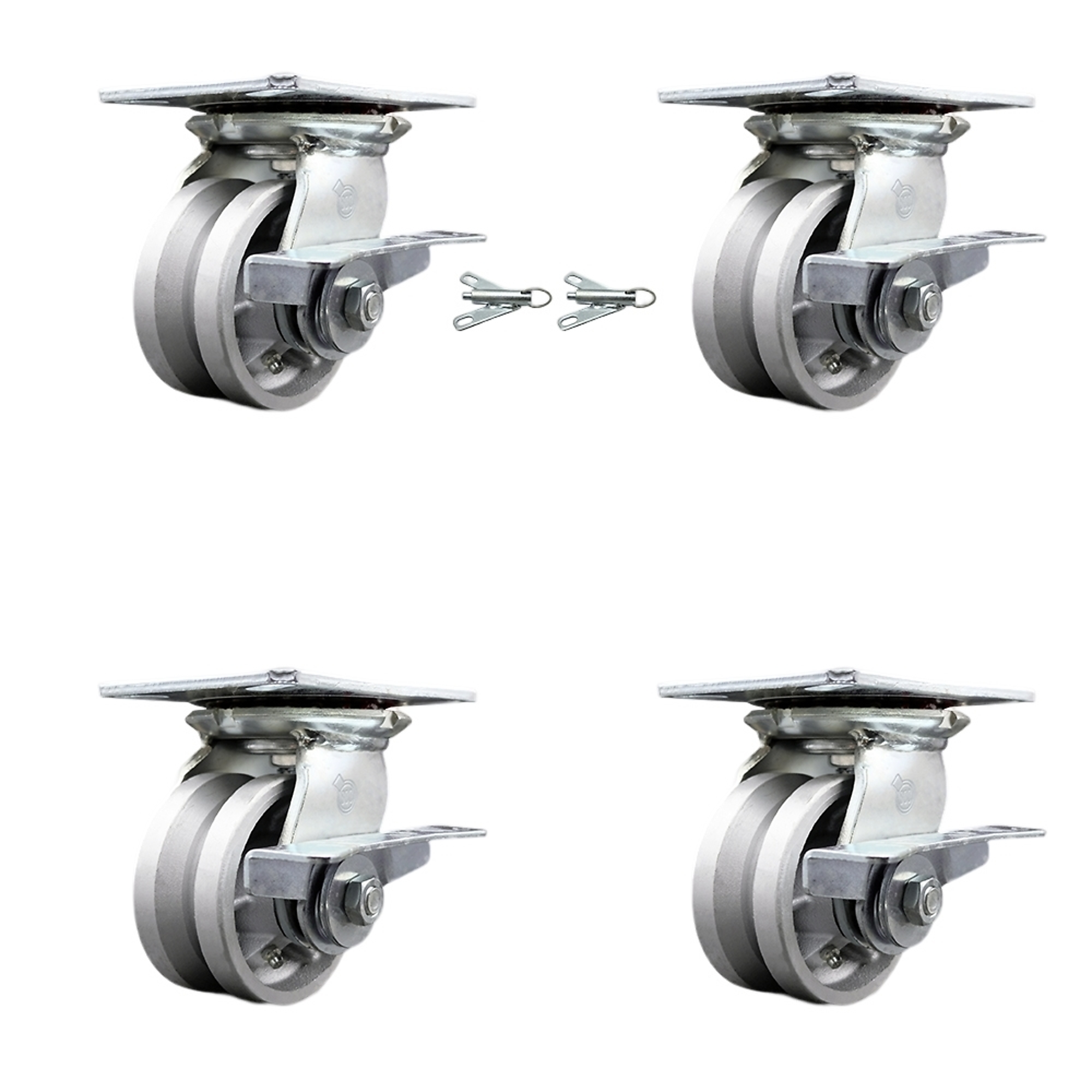 Service Caster, 4Inch x 2Inch Plate Casters, Wheel Diameter 4 in, Caster Type Swivel, Package (qty.) 4, Model SCC-35S420-VGR-SLB-BSL-2-SLB-2