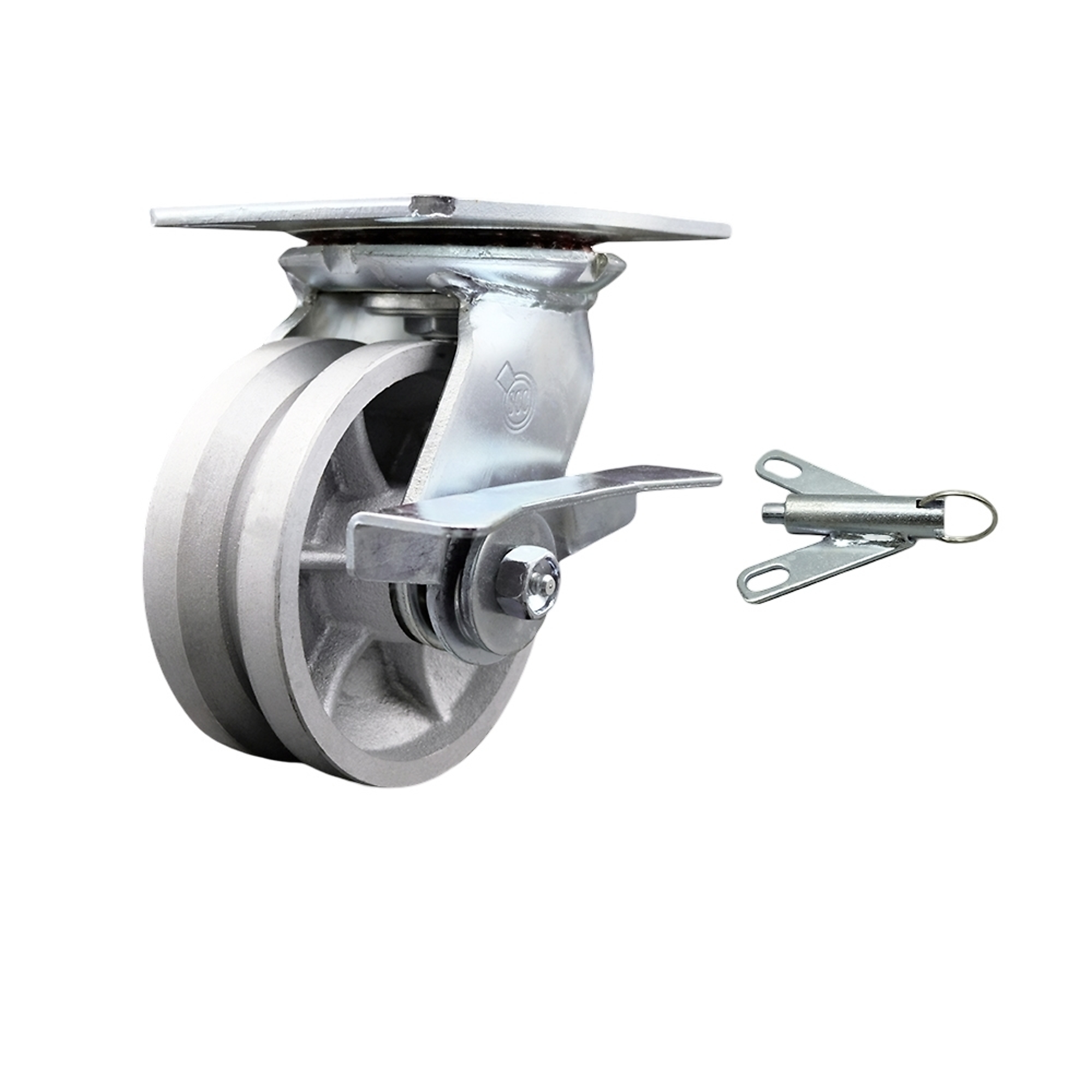 Service Caster, 5Inch x 2Inch Plate Caster, Wheel Diameter 5 in, Caster Type Swivel, Package (qty.) 1, Model SCC-35S520-VGR-SLB-BSL