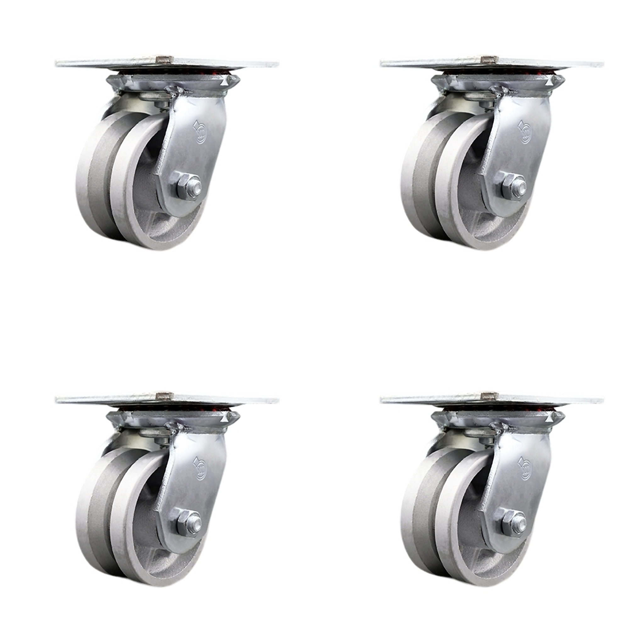 Service Caster, 4Inch x 2Inch Plate Casters, Wheel Diameter 4 in, Caster Type Swivel, Package (qty.) 4, Model SCC-35S420-VGR-4