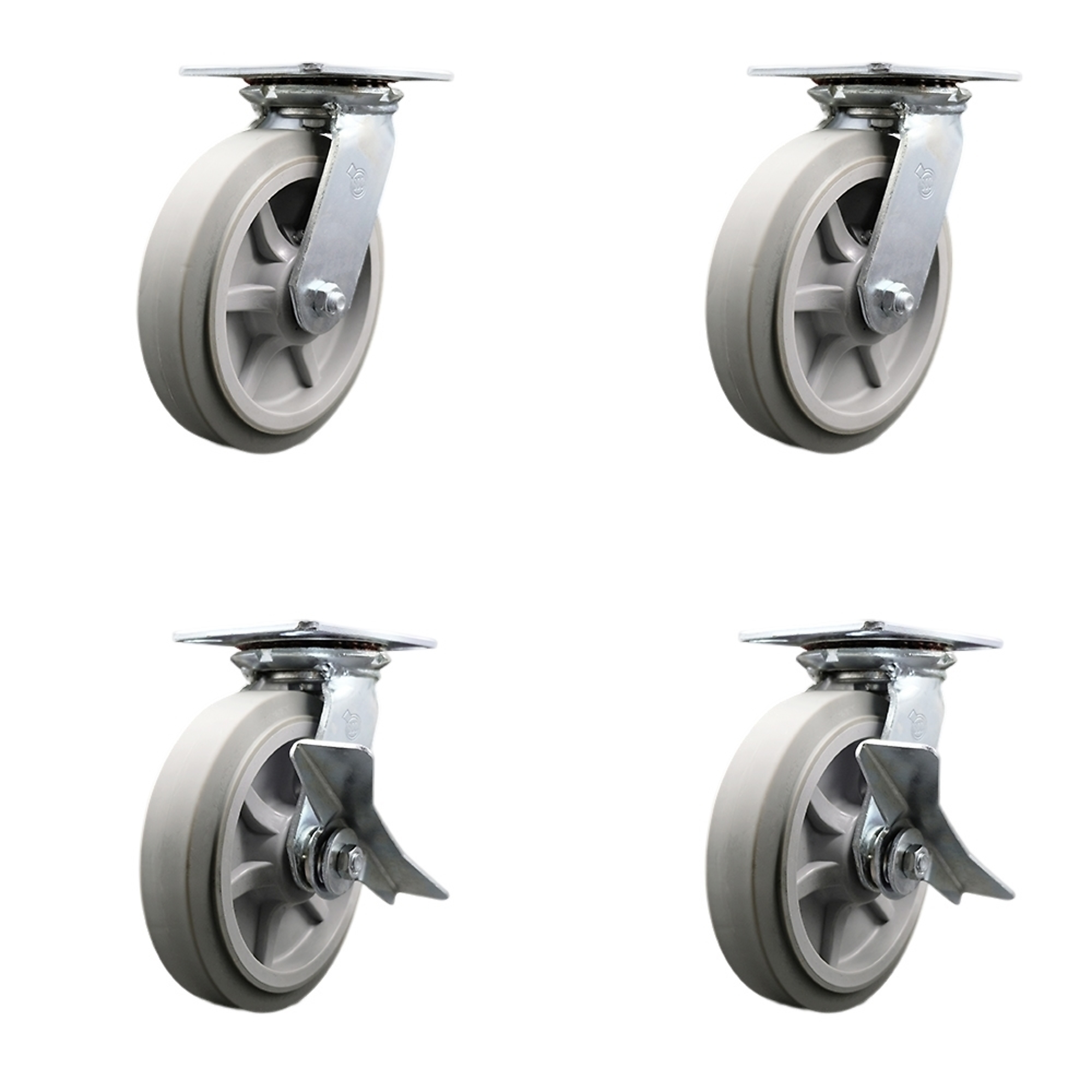 Service Caster, 8Inch x 2Inch Plate Casters, Wheel Diameter 8 in, Caster Type Swivel, Package (qty.) 4, Model SCC-35S820-TPRRF-2-SLB-2