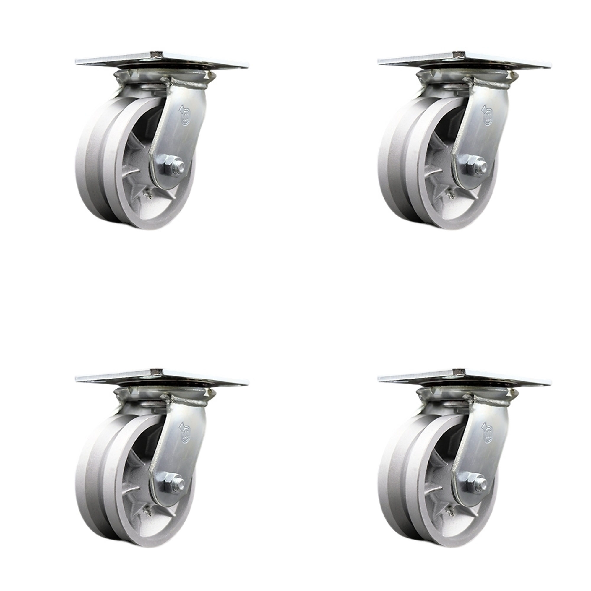 Service Caster, 5Inch x 2Inch Plate Casters, Wheel Diameter 5 in, Caster Type Swivel, Package (qty.) 4, Model SCC-35S520-VGR-BSL-4