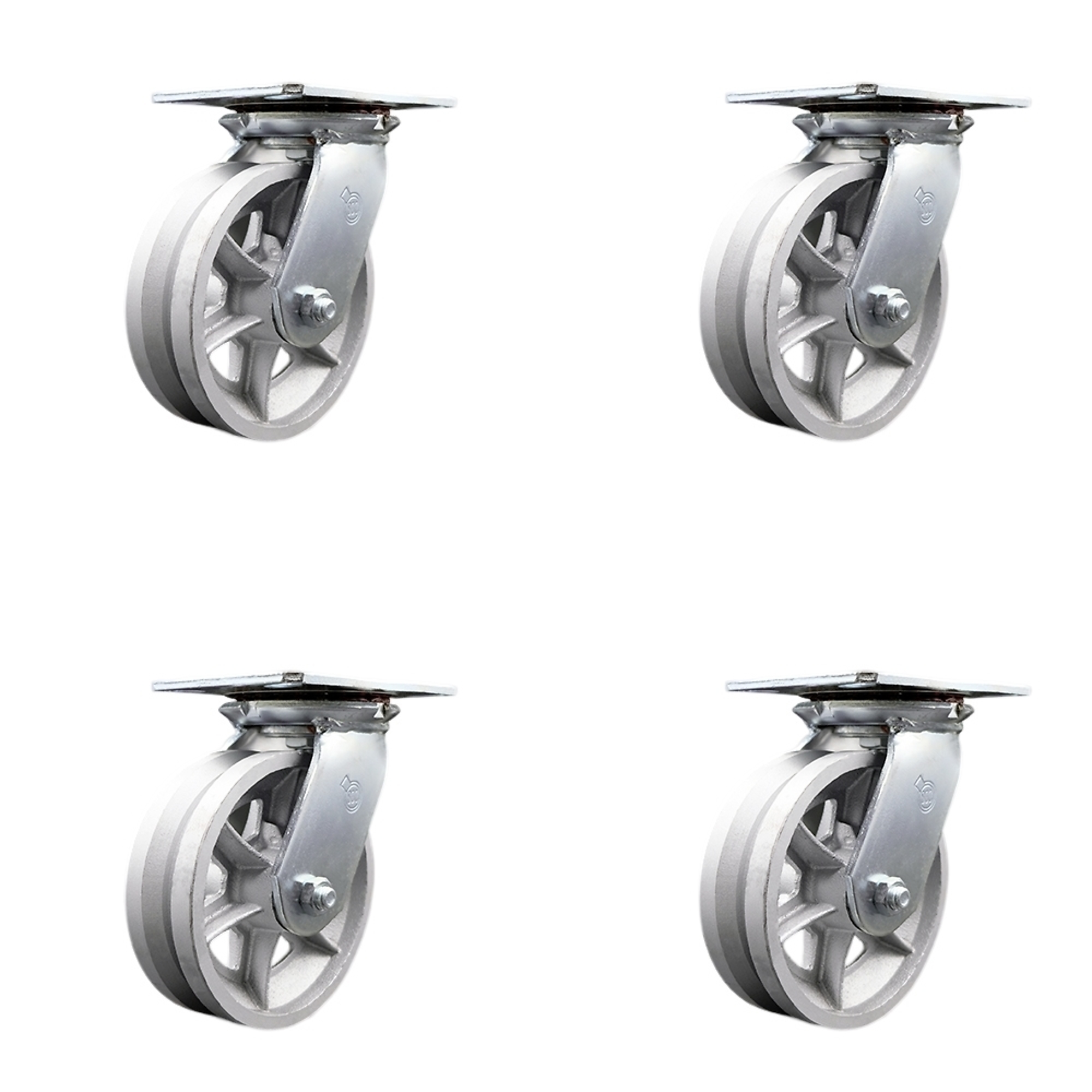 Service Caster, 6Inch x 2Inch Plate Casters, Wheel Diameter 6 in, Caster Type Swivel, Package (qty.) 4, Model SCC-35S620-VGR-4