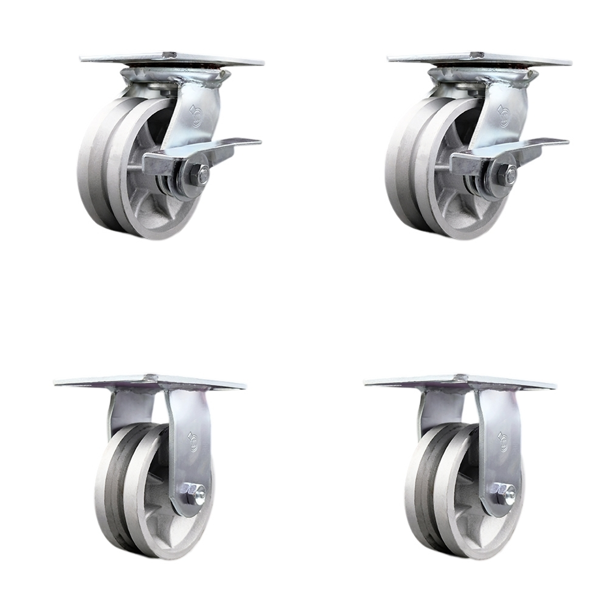 Service Caster, 5Inch x 2Inch Plate Casters, Wheel Diameter 5 in, Caster Type Swivel, Package (qty.) 4, Model SCC-35S520-VGR-SLB-2-R-2