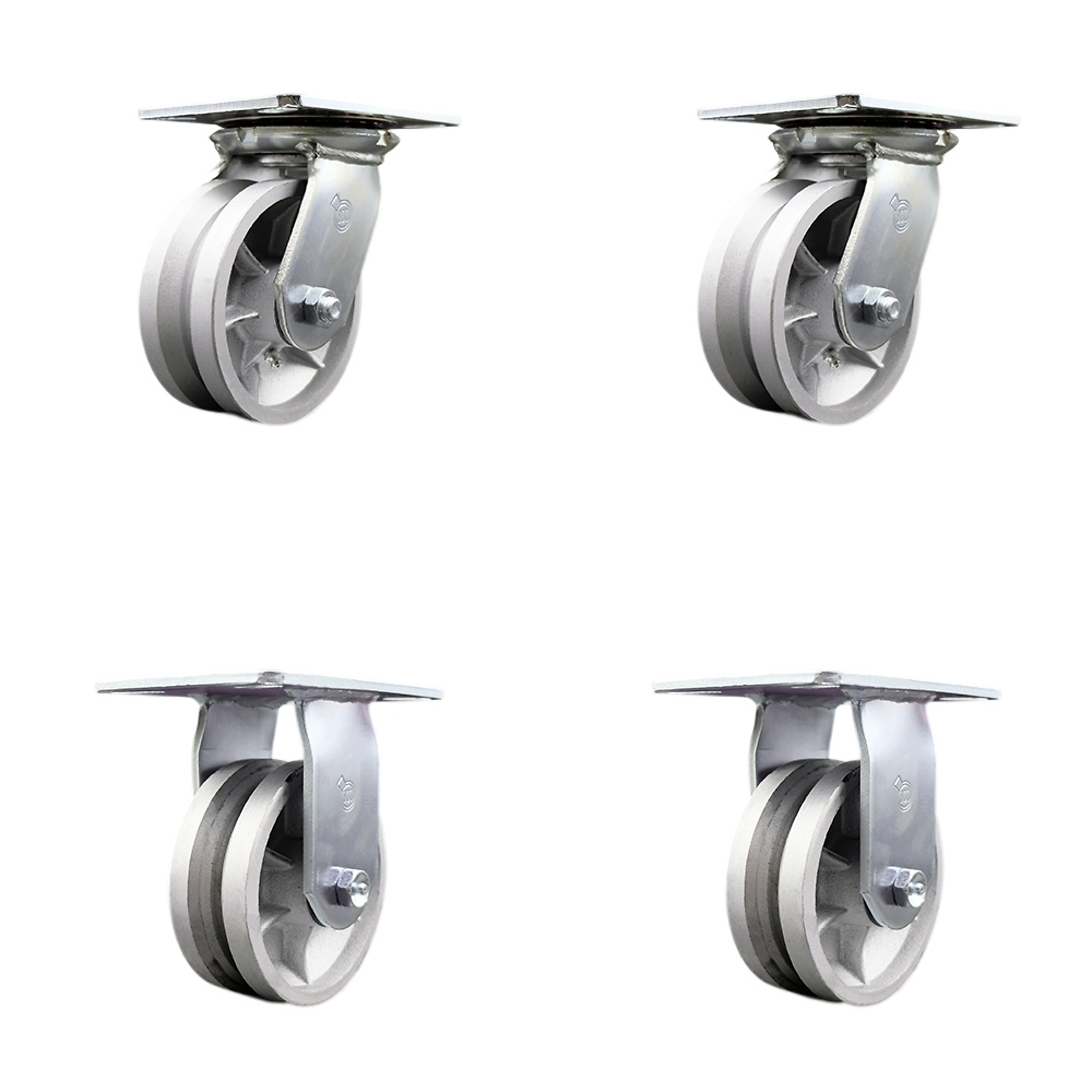 Service Caster, 5Inch x 2Inch Plate Casters, Wheel Diameter 5 in, Caster Type Swivel, Package (qty.) 4, Model SCC-35S520-VGR-2-R-2