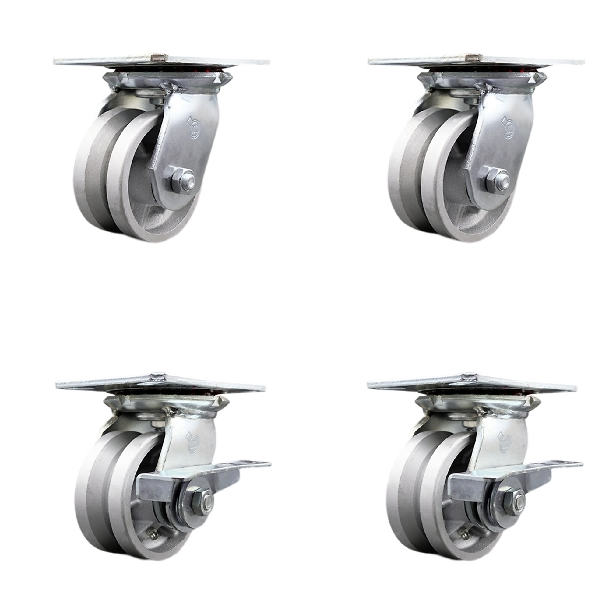 Service Caster, 4Inch x 2Inch Plate Casters, Wheel Diameter 4 in, Caster Type Swivel, Package (qty.) 4, Model SCC-35S420-VGR-2-SLB-2