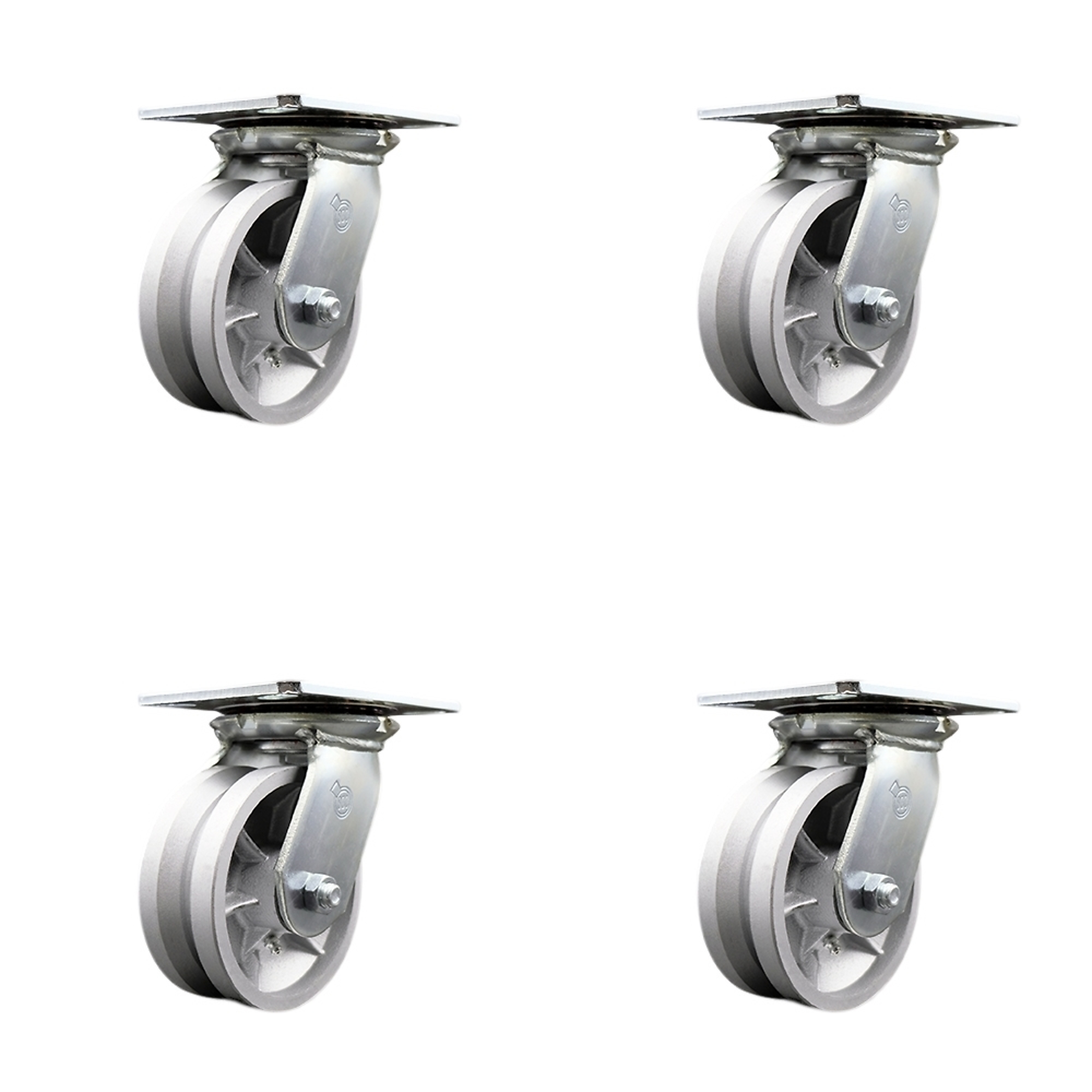 Service Caster, 5Inch x 2Inch Plate Casters, Wheel Diameter 5 in, Caster Type Swivel, Package (qty.) 4, Model SCC-35S520-VGR-4