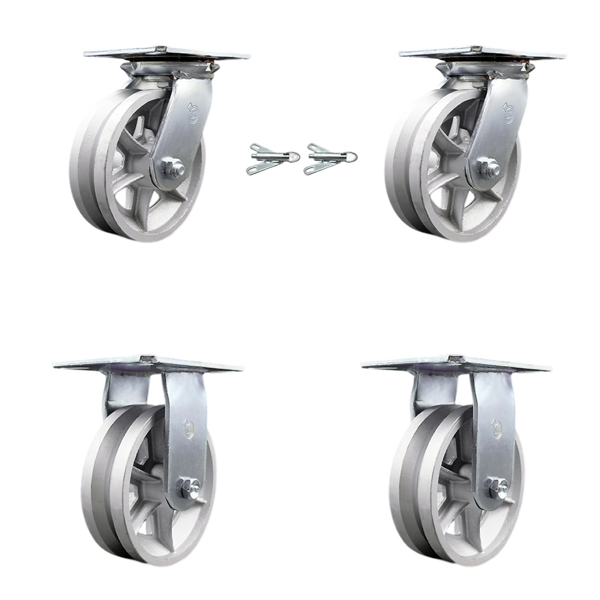 Service Caster, 6Inch x 2Inch Plate Casters, Wheel Diameter 6 in, Caster Type Swivel, Package (qty.) 4, Model SCC-35S620-VGR-BSL-2-R-2