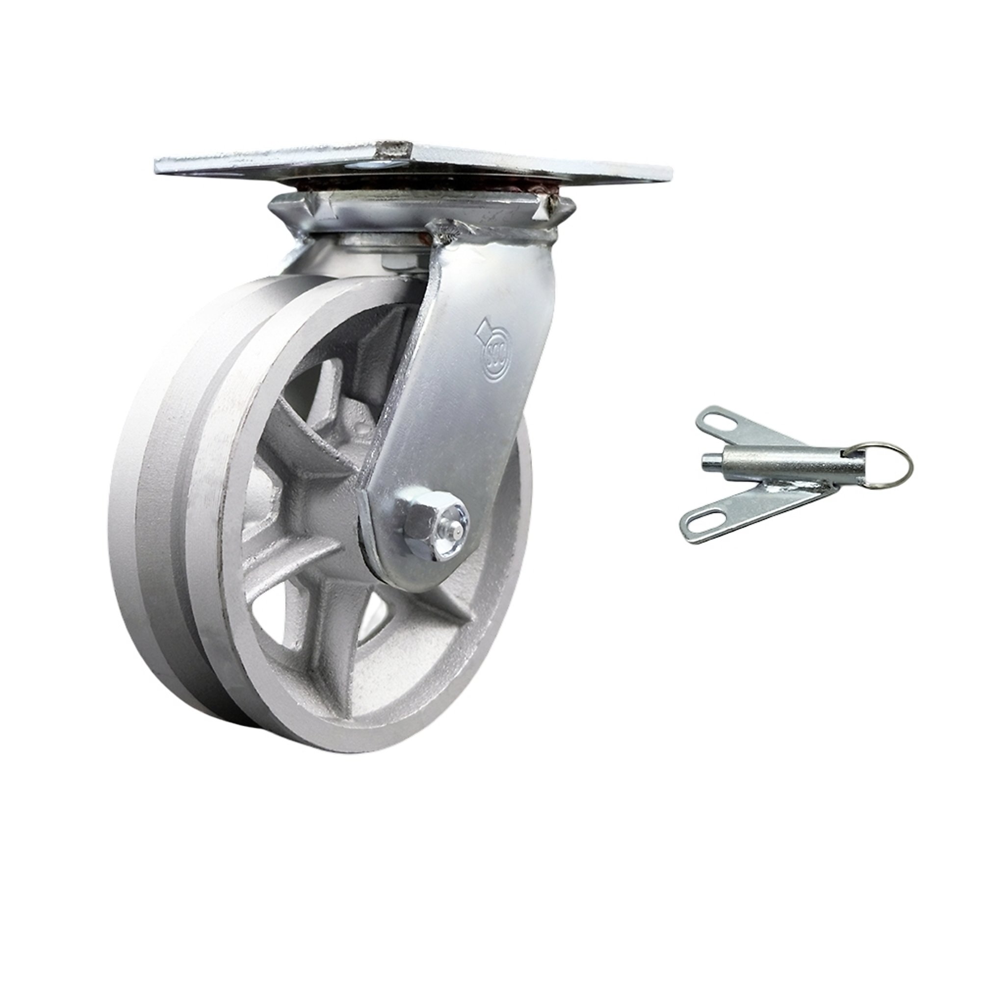 Service Caster, 6Inch x 2Inch Plate Caster, Wheel Diameter 6 in, Caster Type Swivel, Package (qty.) 1, Model SCC-35S620-VGR-BSL