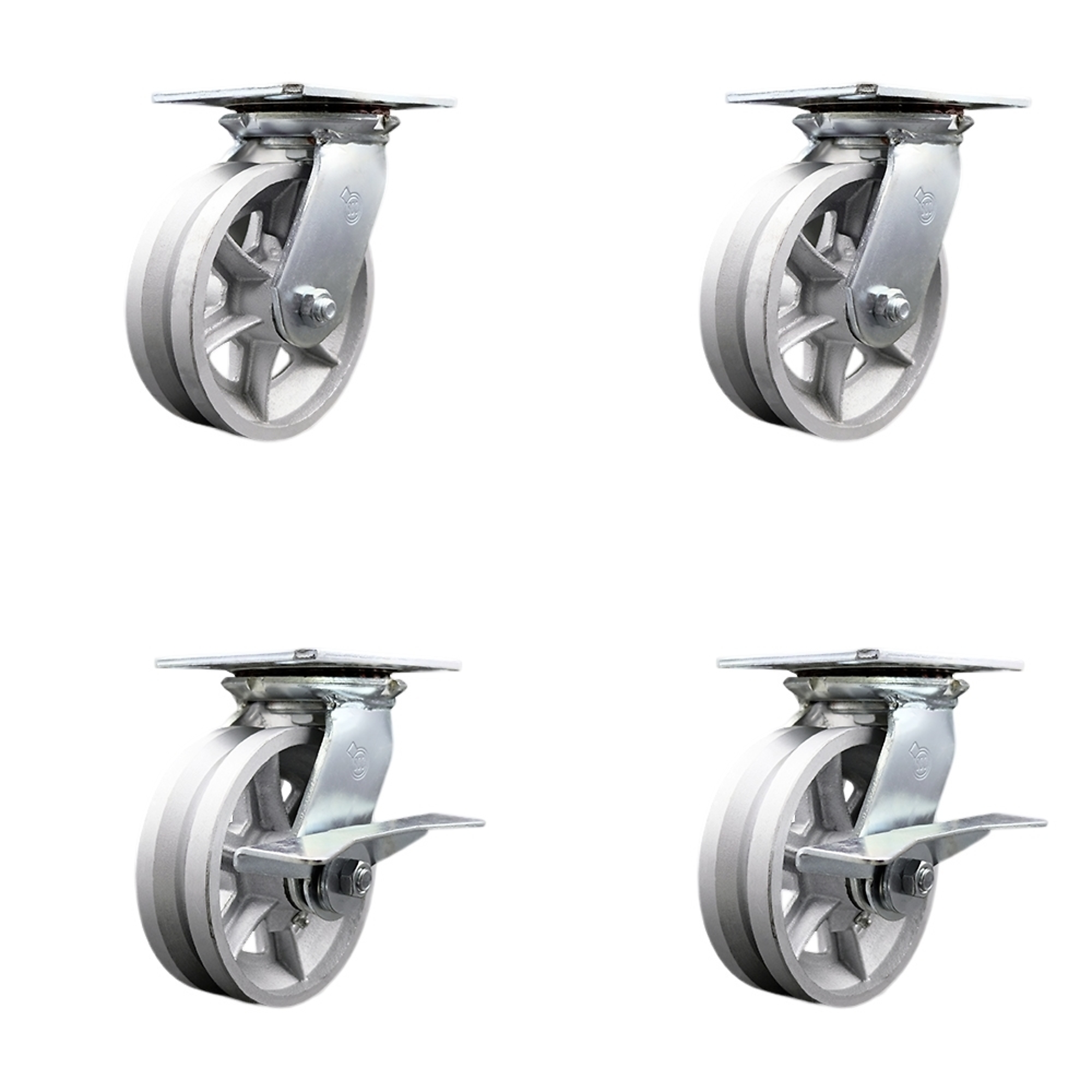 Service Caster, 6Inch x 2Inch Plate Casters, Wheel Diameter 6 in, Caster Type Swivel, Package (qty.) 4, Model SCC-35S620-VGR-2-SLB-2