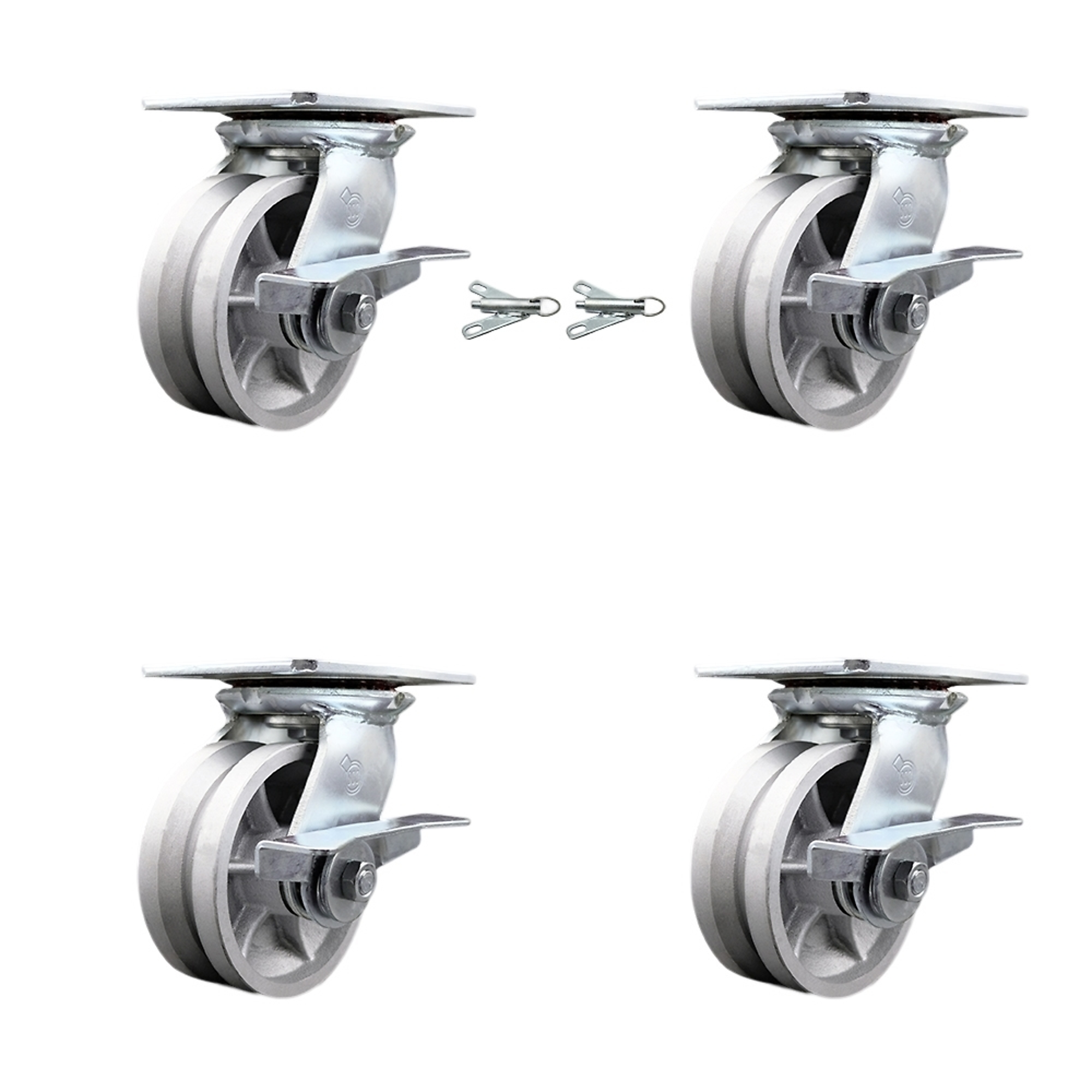 Service Caster, 5Inch x 2Inch Plate Casters, Wheel Diameter 5 in, Caster Type Swivel, Package (qty.) 4, Model SCC-35S520-VGR-SLB-BSL-2-SLB-2