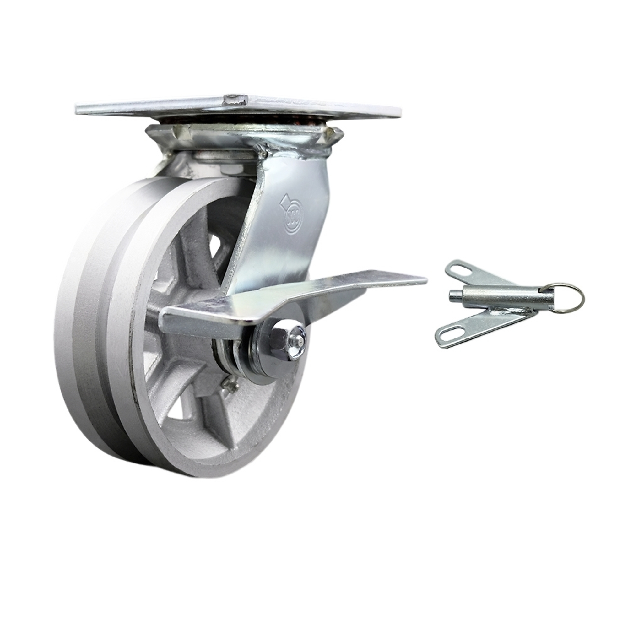 Service Caster, 6Inch x 2Inch Plate Caster, Wheel Diameter 6 in, Caster Type Swivel, Package (qty.) 1, Model SCC-35S620-VGR-SLB-BSL