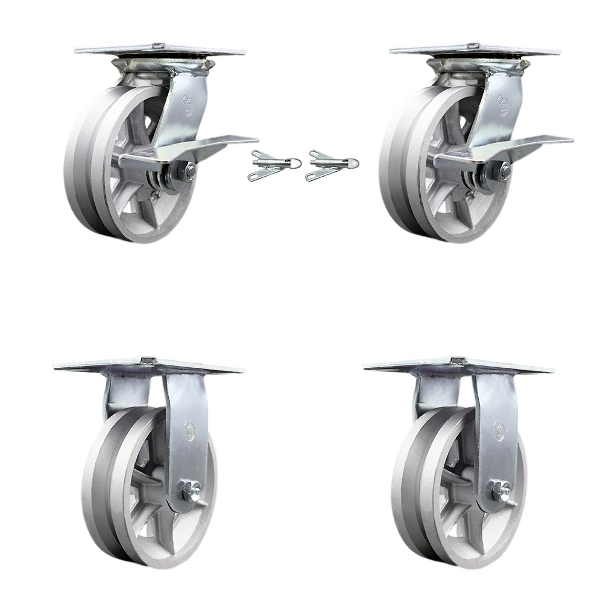 Service Caster, 6Inch x 2Inch Plate Casters, Wheel Diameter 6 in, Caster Type Swivel, Package (qty.) 4, Model SCC-35S620-VGR-SLB-BSL-2-R-2