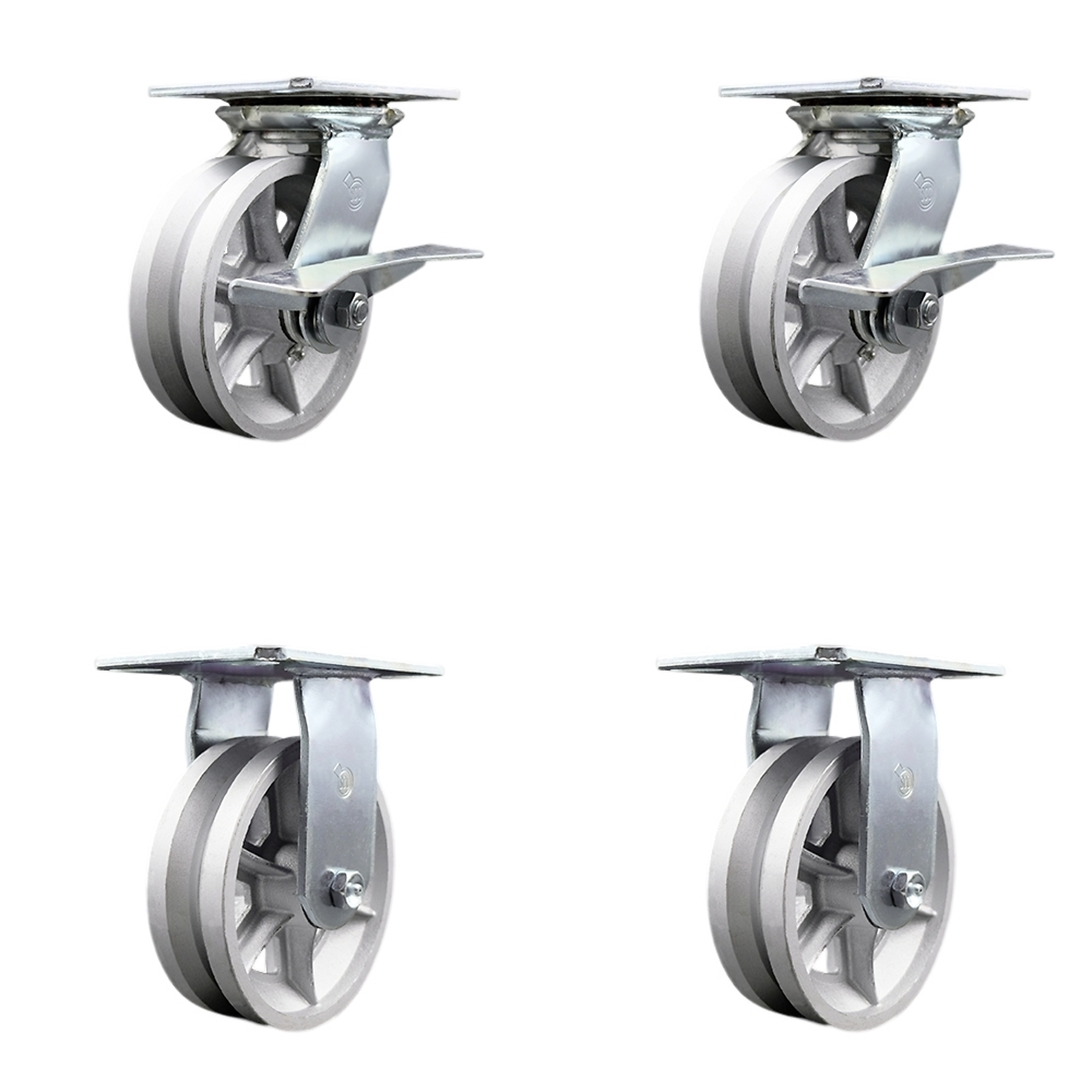 Service Caster, 6Inch x 2Inch Plate Casters, Wheel Diameter 6 in, Caster Type Swivel, Package (qty.) 4, Model SCC-35S620-VGR-SLB-2-R-2