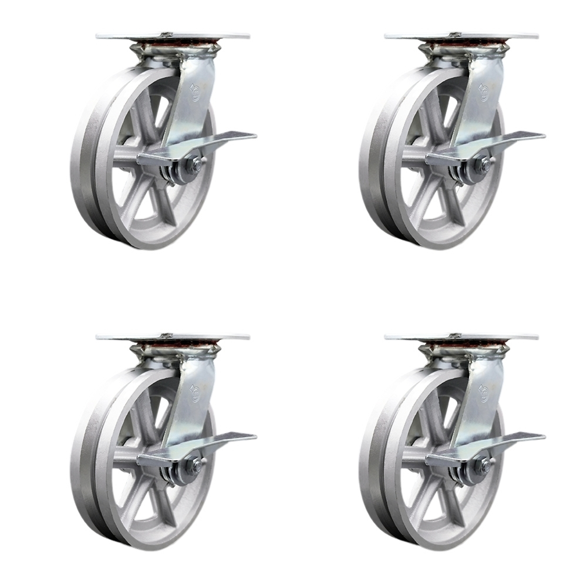 Service Caster, 8Inch x 2Inch Plate Casters, Wheel Diameter 8 in, Caster Type Swivel, Package (qty.) 4, Model SCC-35S820-VGR-SLB-4