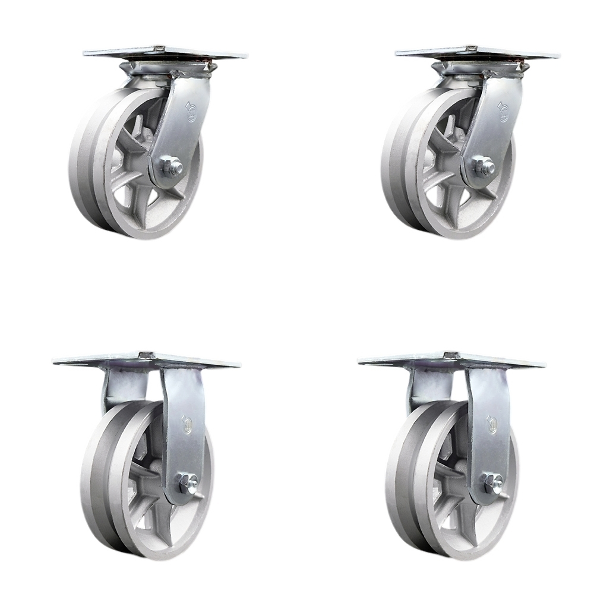 Service Caster, 6Inch x 2Inch Plate Casters, Wheel Diameter 6 in, Caster Type Swivel, Package (qty.) 4, Model SCC-35S620-VGR-2-R-2