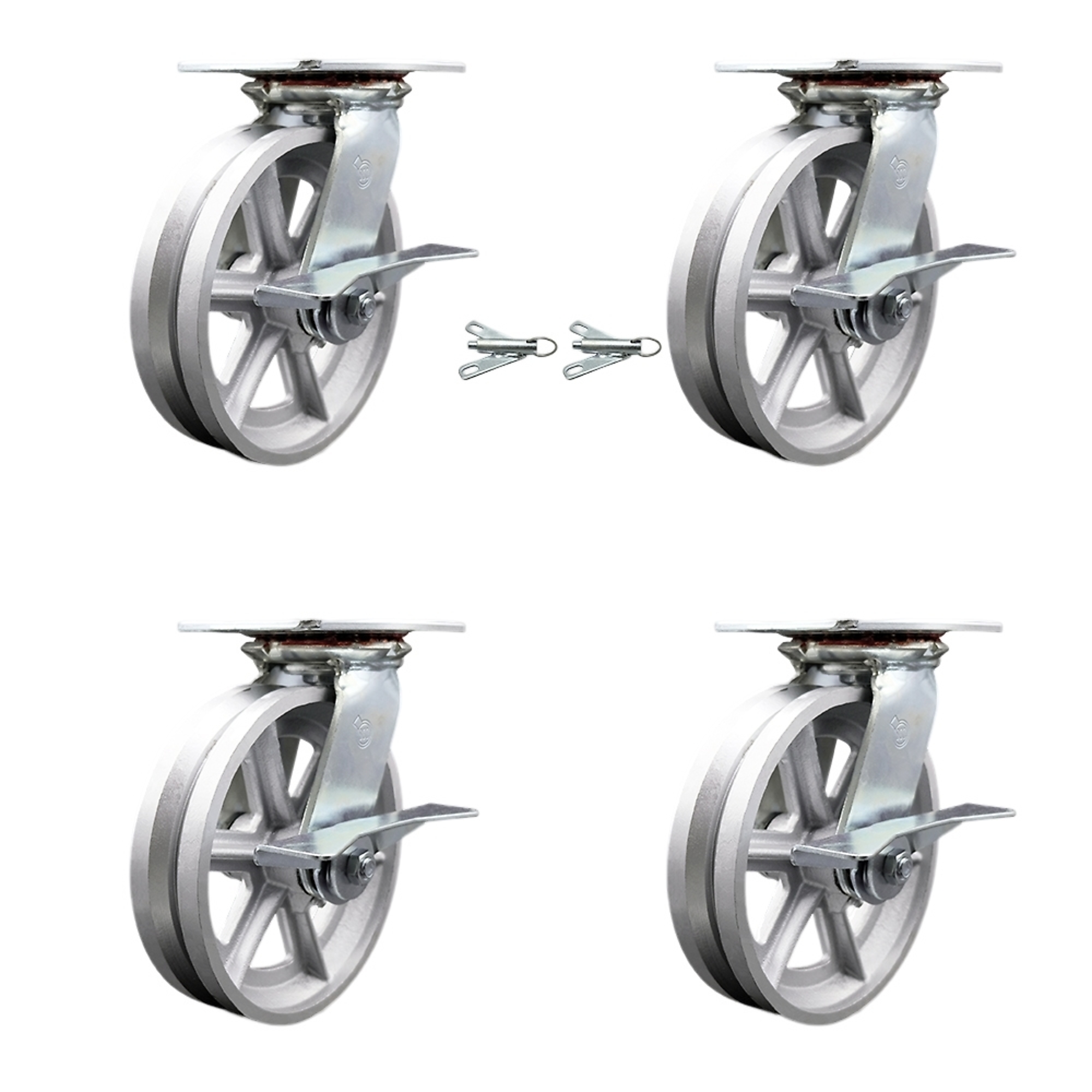 Service Caster, 8Inch x 2Inch Plate Casters, Wheel Diameter 8 in, Caster Type Swivel, Package (qty.) 4, Model SCC-35S820-VGR-SLB-BSL-2-SLB-2