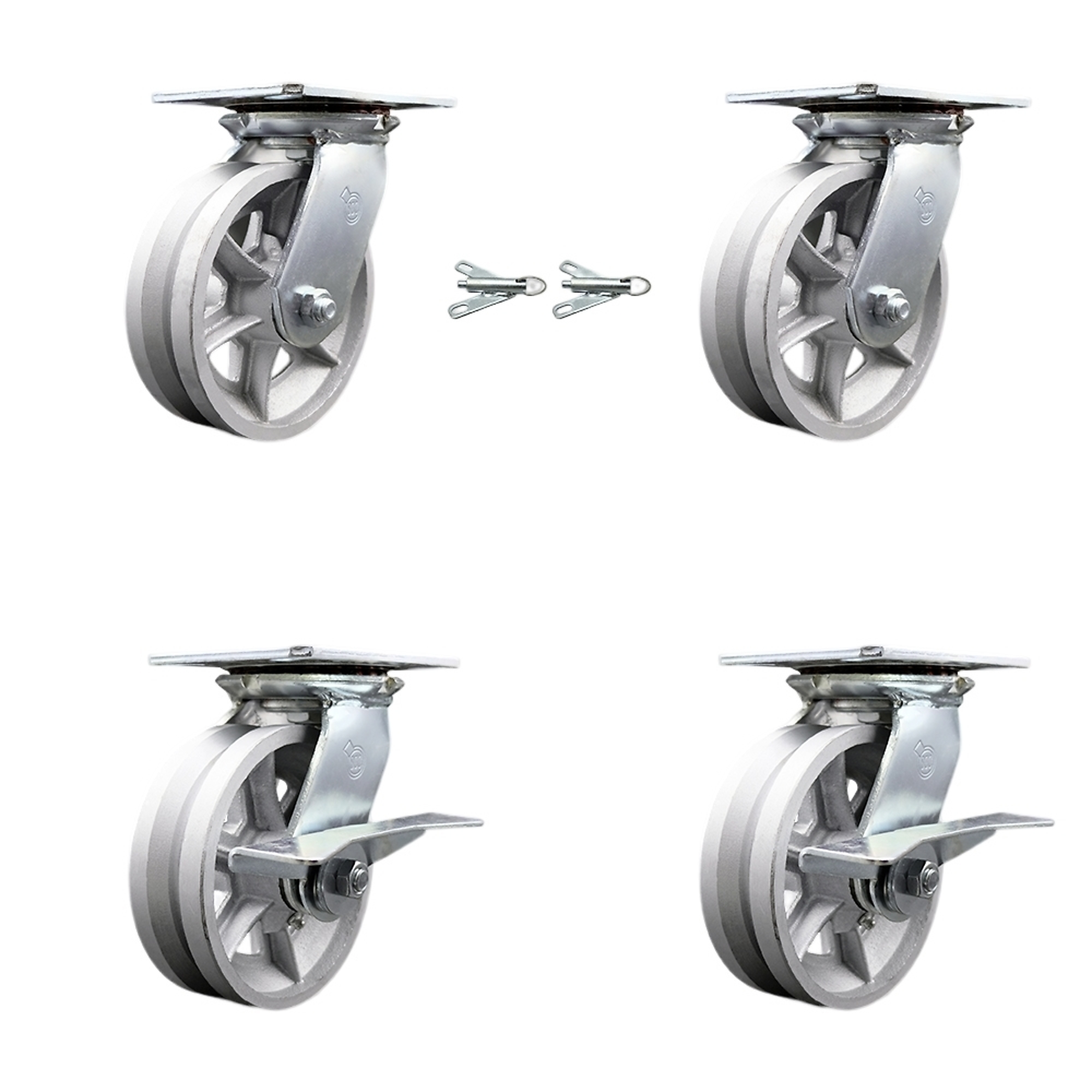 Service Caster, 6Inch x 2Inch Plate Casters, Wheel Diameter 6 in, Caster Type Swivel, Package (qty.) 4, Model SCC-35S620-VGR-BSL-2-SLB-2