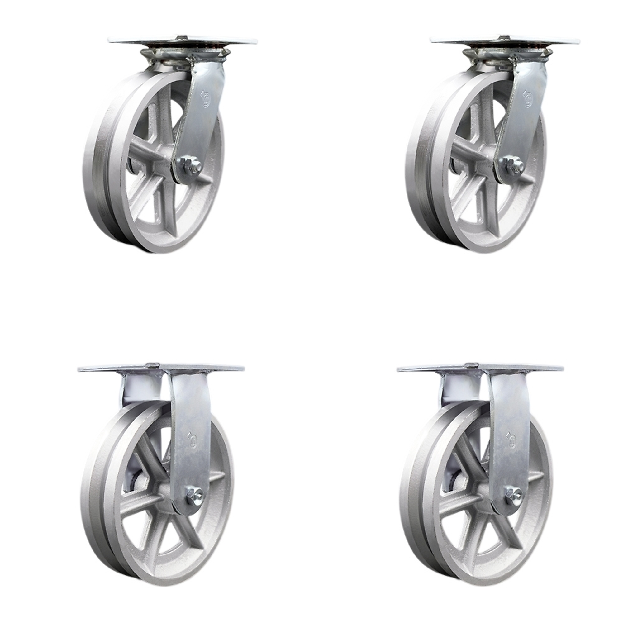 Service Caster, 8Inch x 2Inch Plate Casters, Wheel Diameter 8 in, Caster Type Swivel, Package (qty.) 4, Model SCC-35S820-VGR-2-R-2