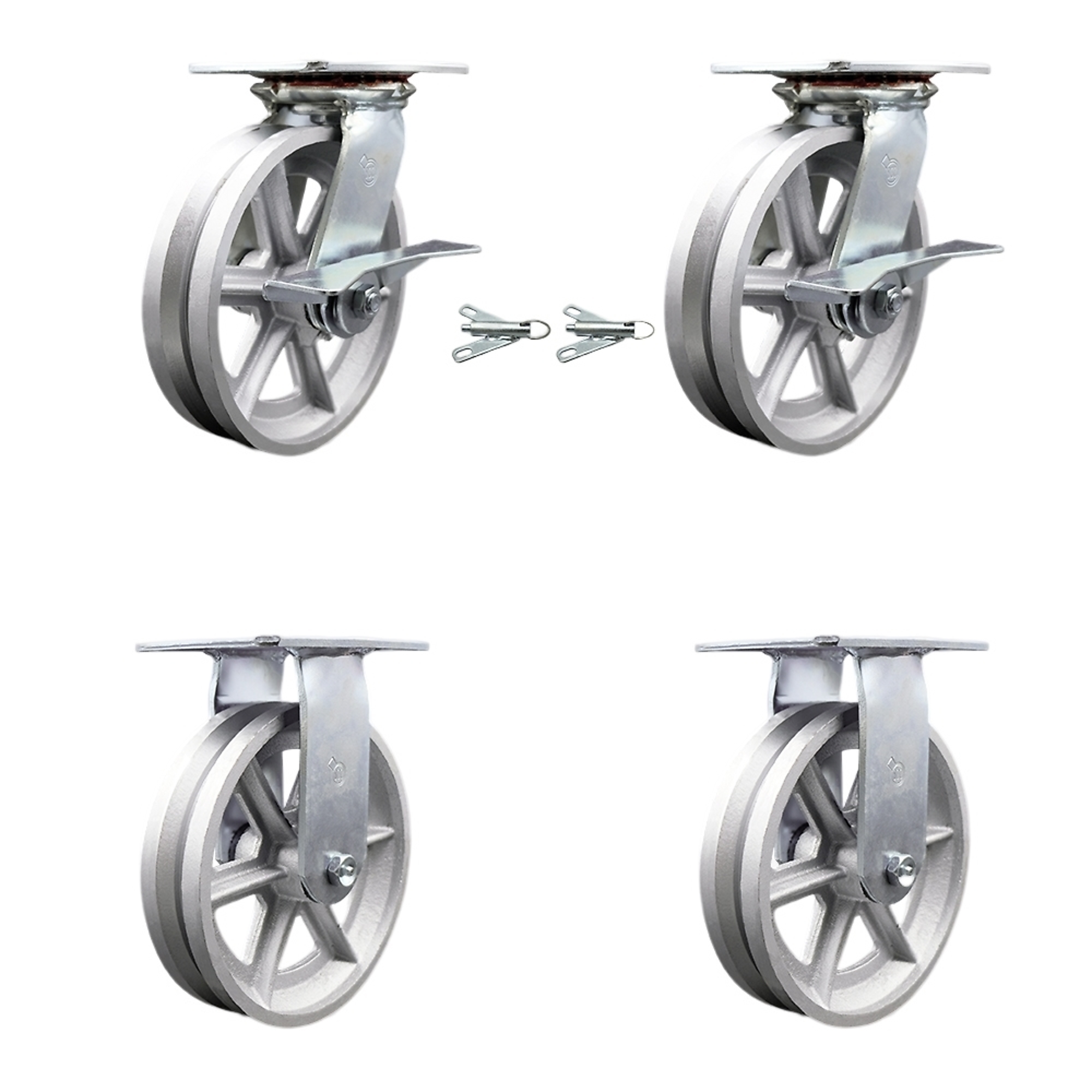 Service Caster, 8Inch x 2Inch Plate Casters, Wheel Diameter 8 in, Caster Type Swivel, Package (qty.) 4, Model SCC-35S820-VGR-SLB-BSL-2-R-2