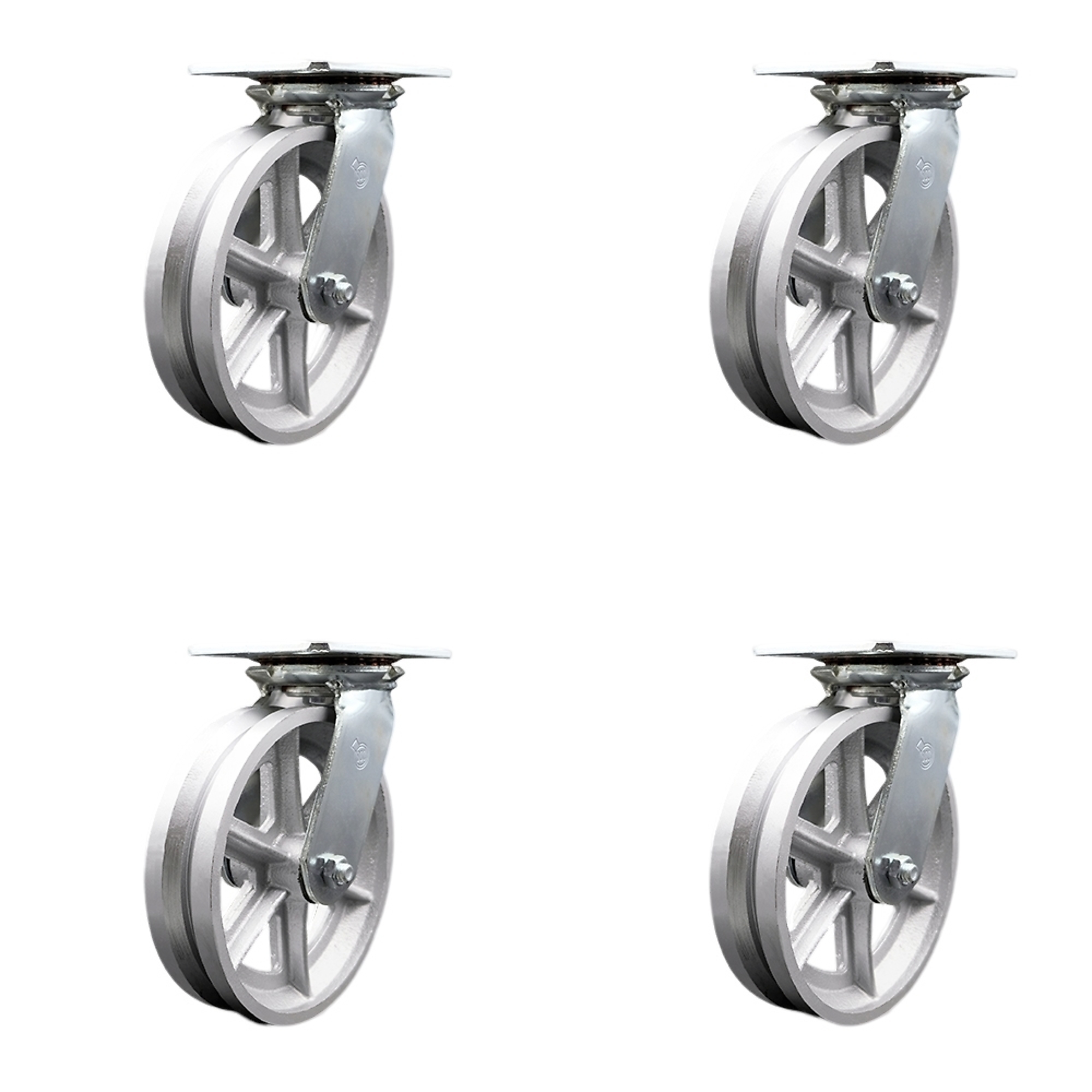 Service Caster, 8Inch x 2Inch Plate Casters, Wheel Diameter 8 in, Caster Type Swivel, Package (qty.) 4, Model SCC-35S820-VGR-4