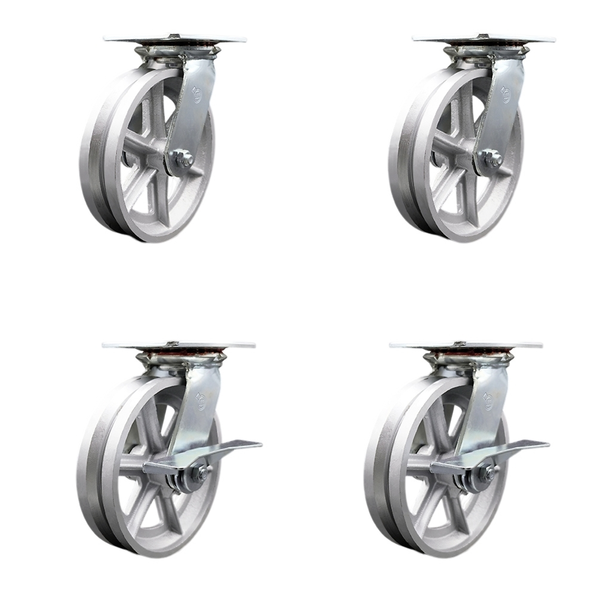 Service Caster, 8Inch x 2Inch Plate Casters, Wheel Diameter 8 in, Caster Type Swivel, Package (qty.) 4, Model SCC-35S820-VGR-2-SLB-2