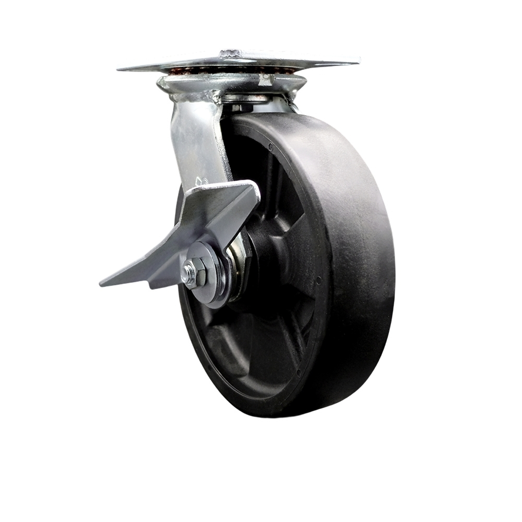 Service Caster, 8Inch x 2Inch Plate Caster, Wheel Diameter 8 in, Caster Type Swivel, Package (qty.) 1, Model SCC-35S820-GFNB-SLB