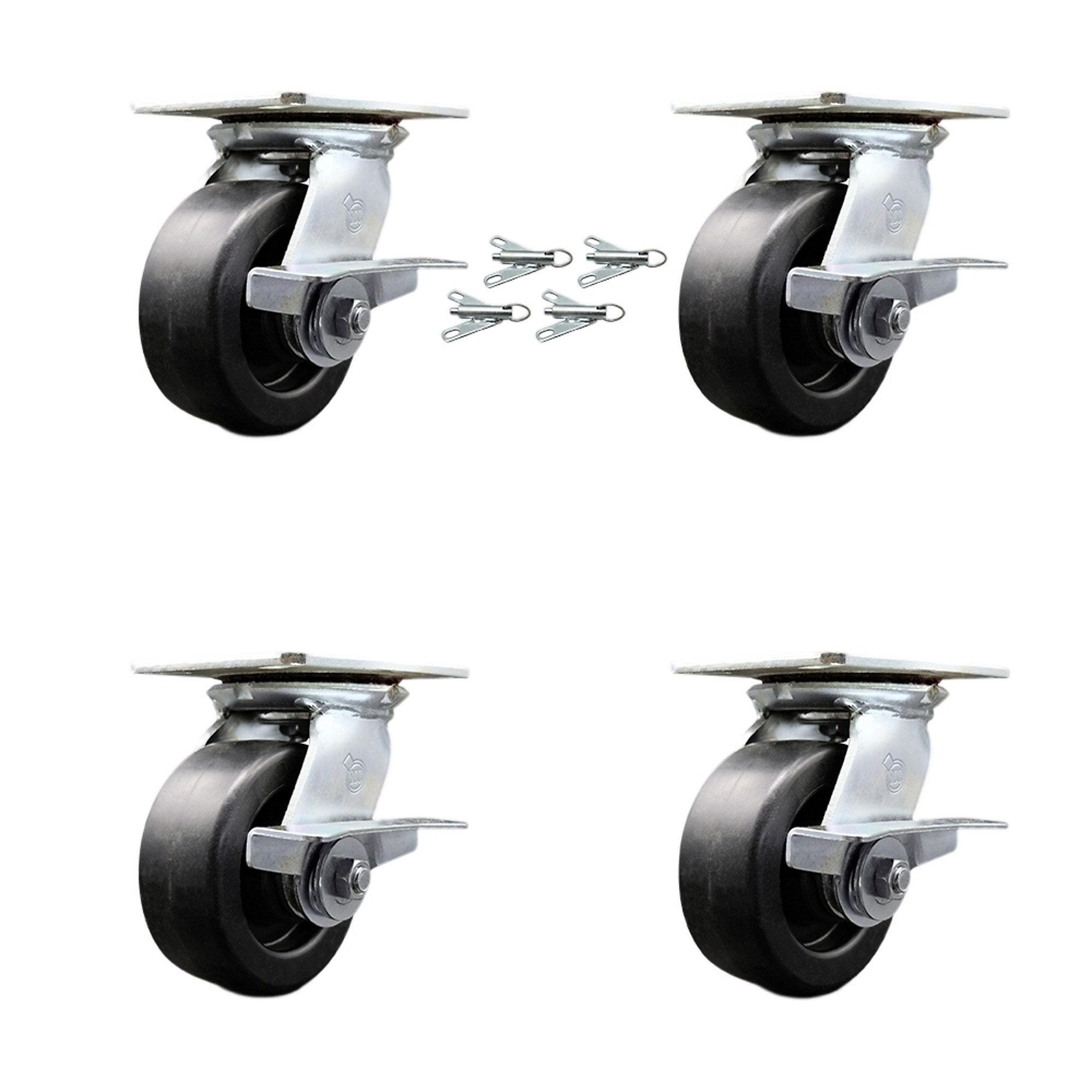 Service Caster, 5Inch x 2Inch Plate Casters, Wheel Diameter 5 in, Caster Type Swivel, Package (qty.) 4, Model SCC-35S520-POB-SLB-BSL-4