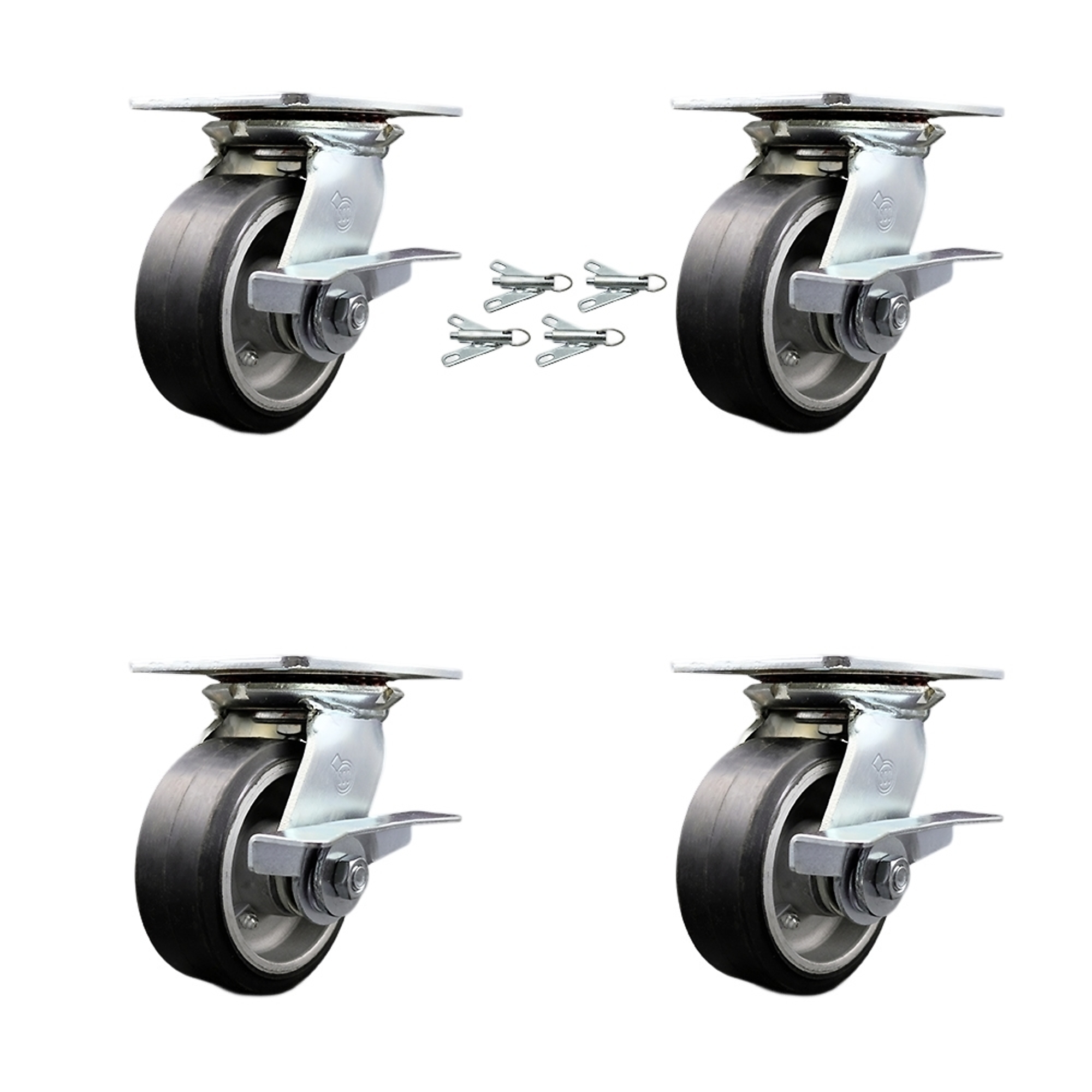 Service Caster, 5Inch x 2Inch Plate Casters, Wheel Diameter 5 in, Caster Type Swivel, Package (qty.) 4, Model SCC-35S520-RAB-SLB-BSL-4