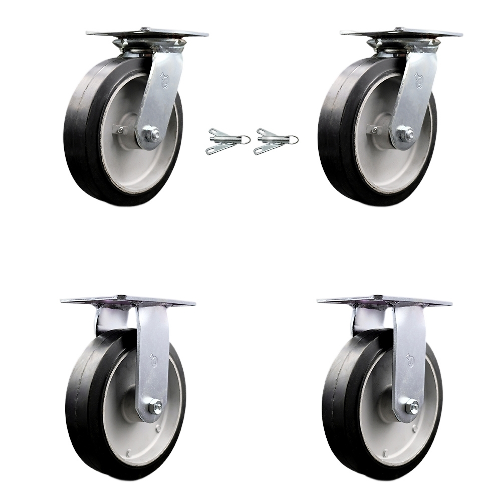 Service Caster, 8Inch x 2Inch Plate Casters, Wheel Diameter 8 in, Caster Type Swivel, Package (qty.) 4, Model SCC-35S820-RAB-BSL-2-R-2