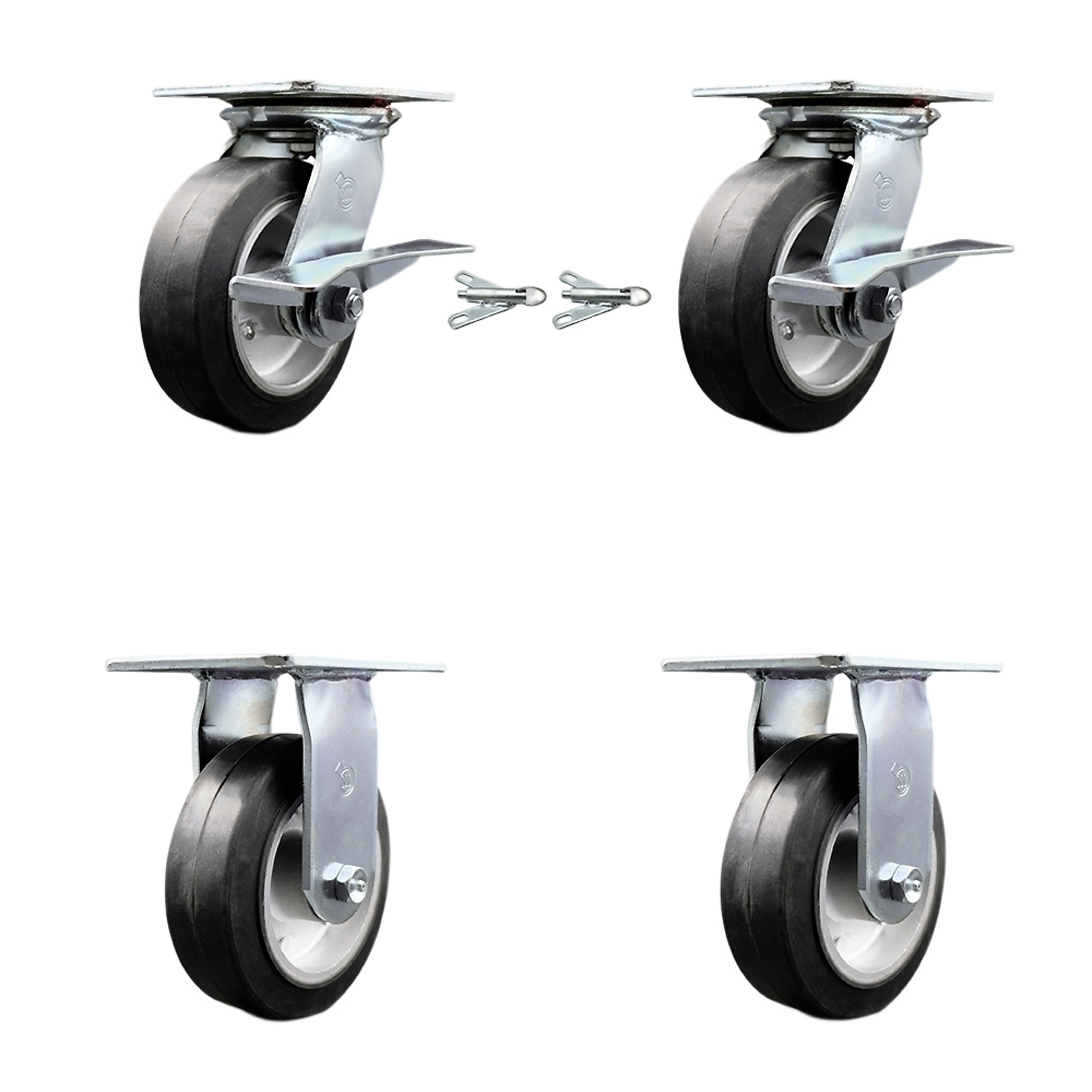 Service Caster, 6Inch x 2Inch Plate Casters, Wheel Diameter 6 in, Caster Type Swivel, Package (qty.) 4, Model SCC-35S620-RAB-SLB-BSL-2-R-2