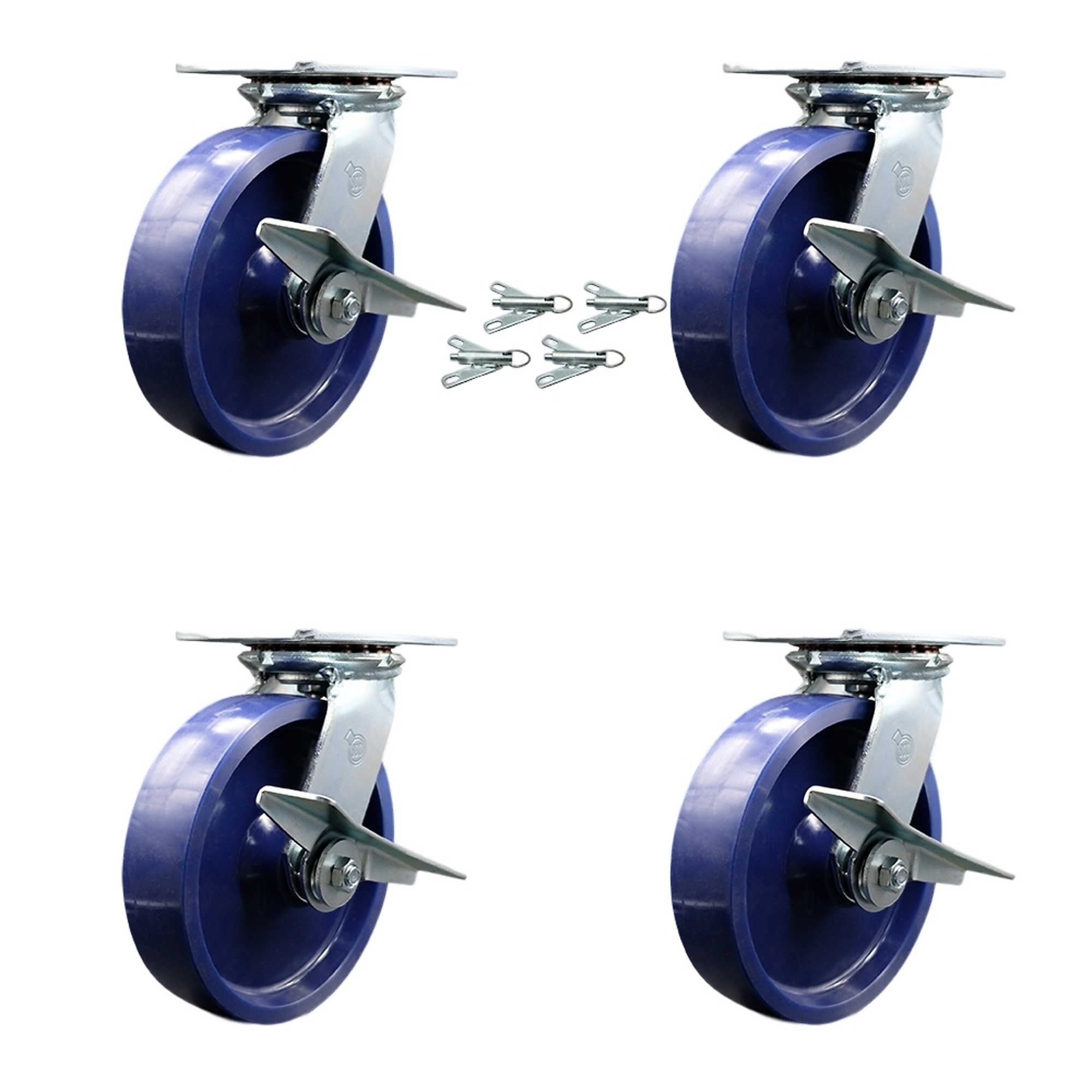 Service Caster, 8Inch x 2Inch Plate Casters, Wheel Diameter 8 in, Caster Type Swivel, Package (qty.) 4, Model SCC-35S820-SPUB-SLB-BSL-4