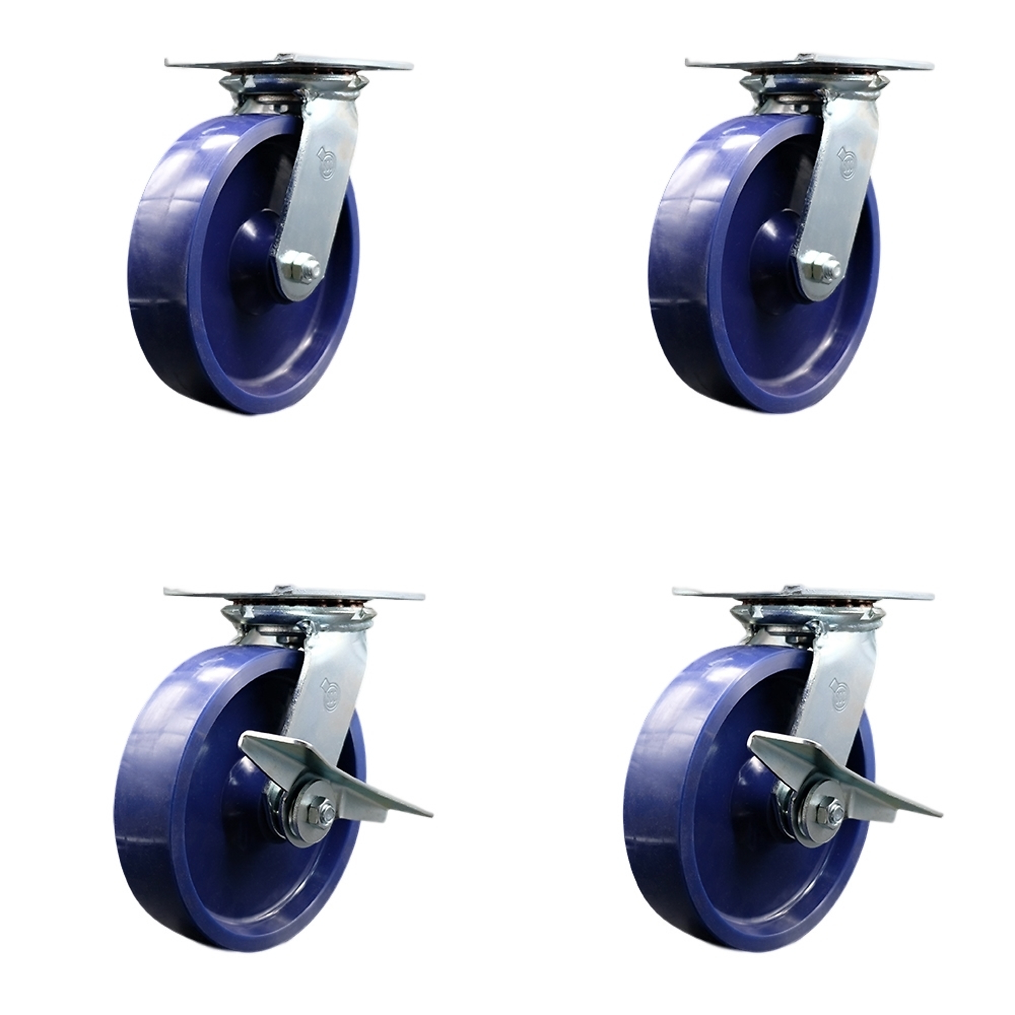 Service Caster, 8Inch x 2Inch Plate Casters, Wheel Diameter 8 in, Caster Type Swivel, Package (qty.) 4, Model SCC-35S820-SPUB-2-SLB-2