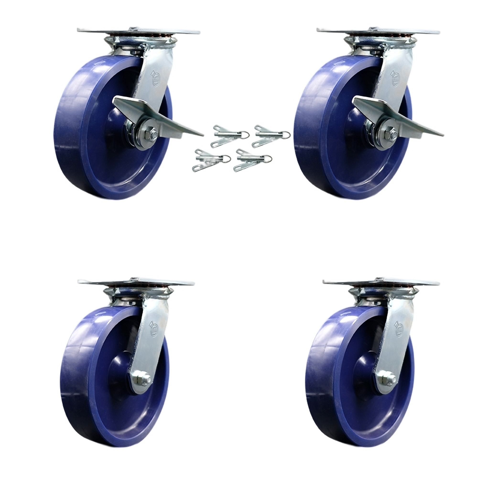 Service Caster, 8Inch x 2Inch Plate Casters, Wheel Diameter 8 in, Caster Type Swivel, Package (qty.) 4, Model SCC-35S820-SPUB-SLB-BSL-2-BSL-2