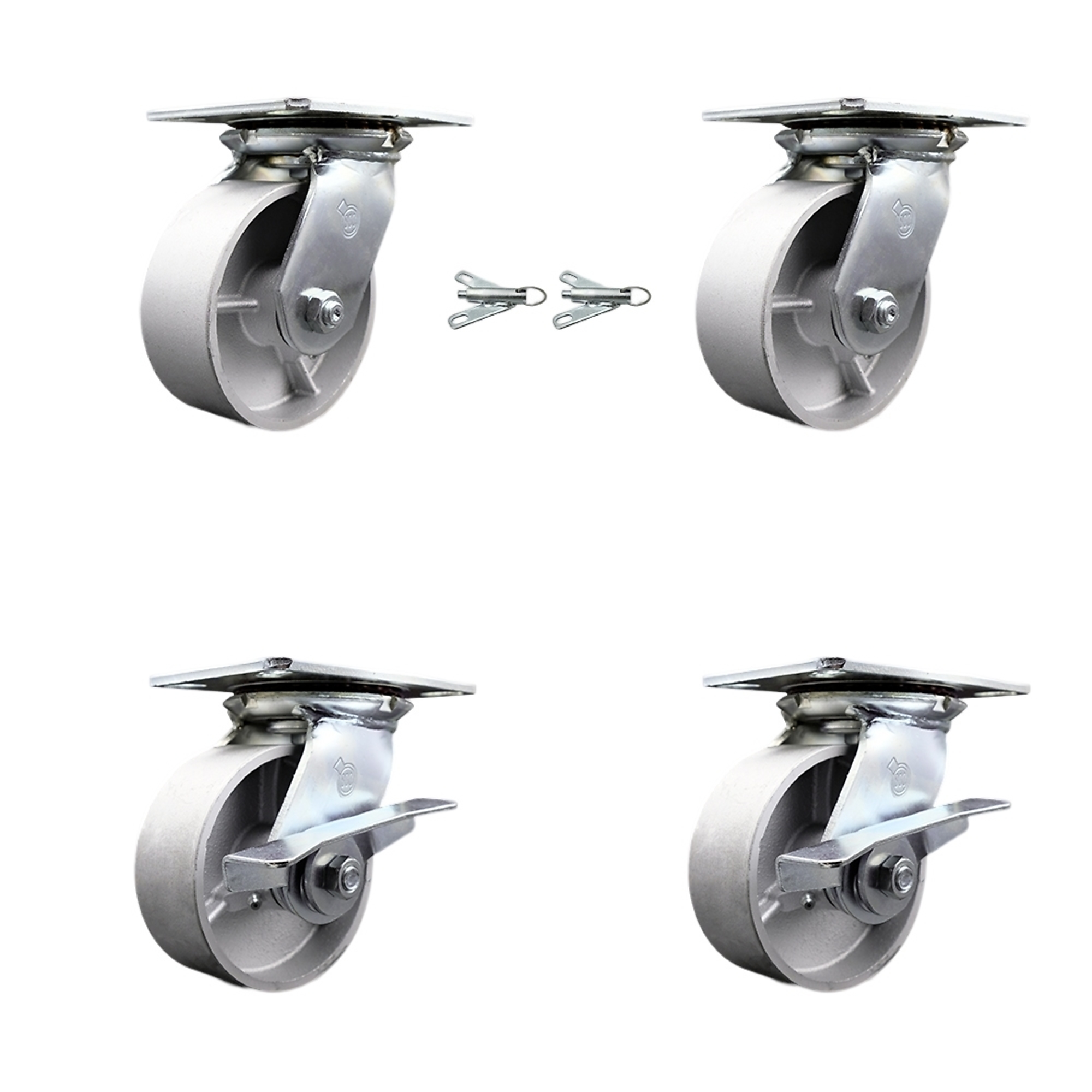 Service Caster, 5Inch x 2Inch Plate Casters, Wheel Diameter 5 in, Caster Type Swivel, Package (qty.) 4, Model SCC-35S520-SSB-BSL-2-SLB-2