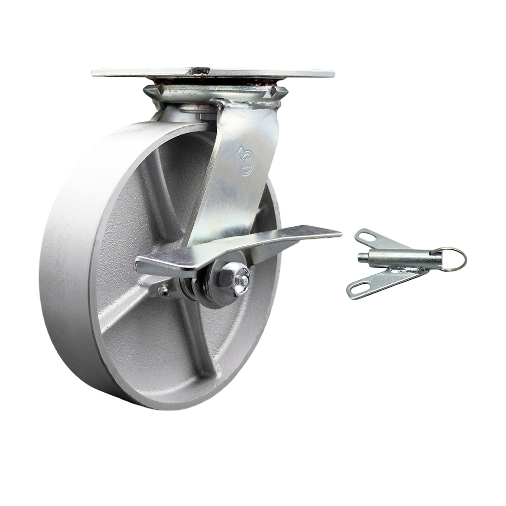 Service Caster, 8Inch x 2Inch Plate Caster, Wheel Diameter 8 in, Caster Type Swivel, Package (qty.) 1, Model SCC-35S820-SSB-SLB-BSL