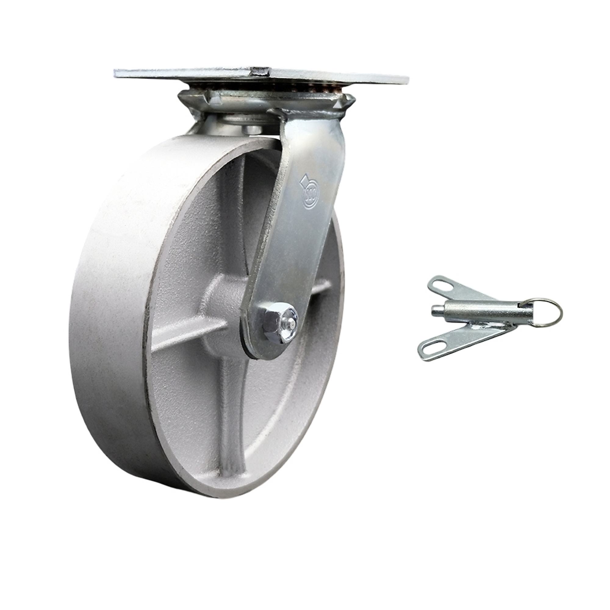 Service Caster, 8Inch x 2Inch Plate Caster, Wheel Diameter 8 in, Caster Type Swivel, Package (qty.) 1, Model SCC-35S820-SSB-BSL