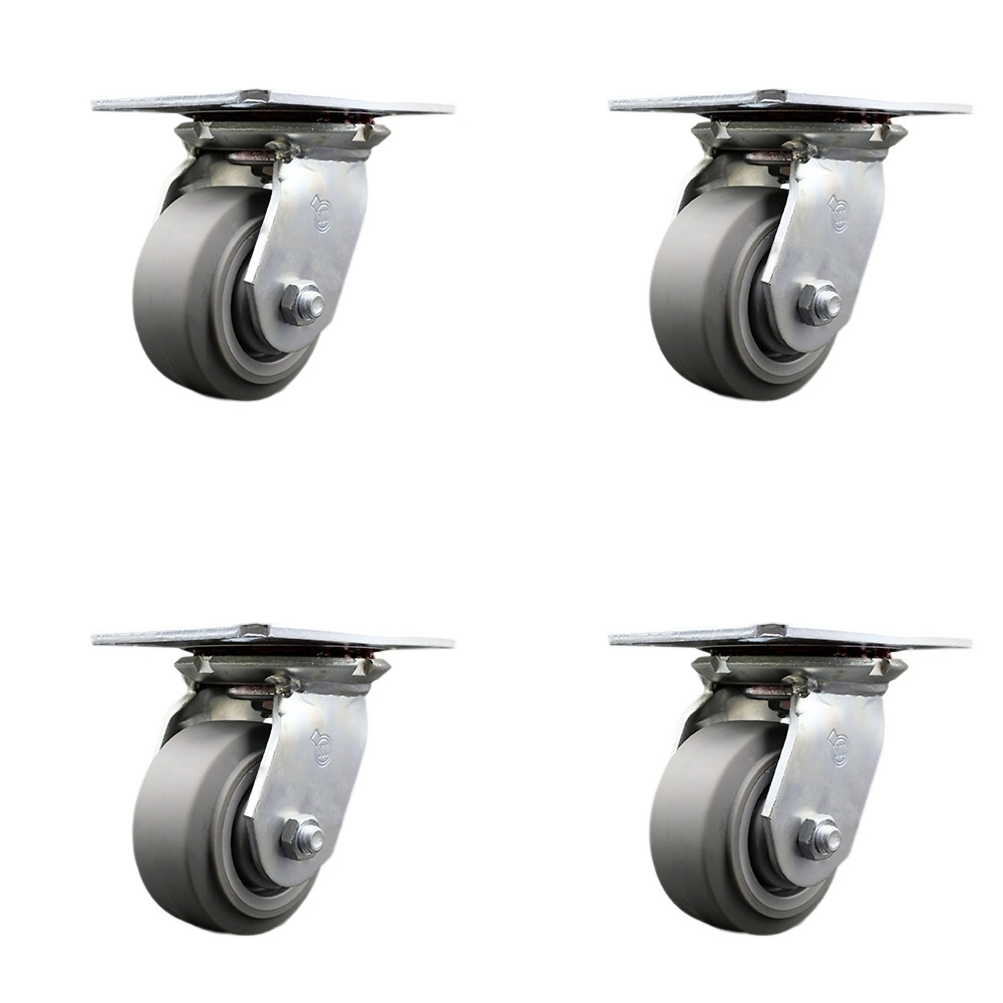 Service Caster, 4Inch x 2Inch Plate Casters, Wheel Diameter 4 in, Caster Type Swivel, Package (qty.) 4, Model SCC-35S420-TPRBF-4