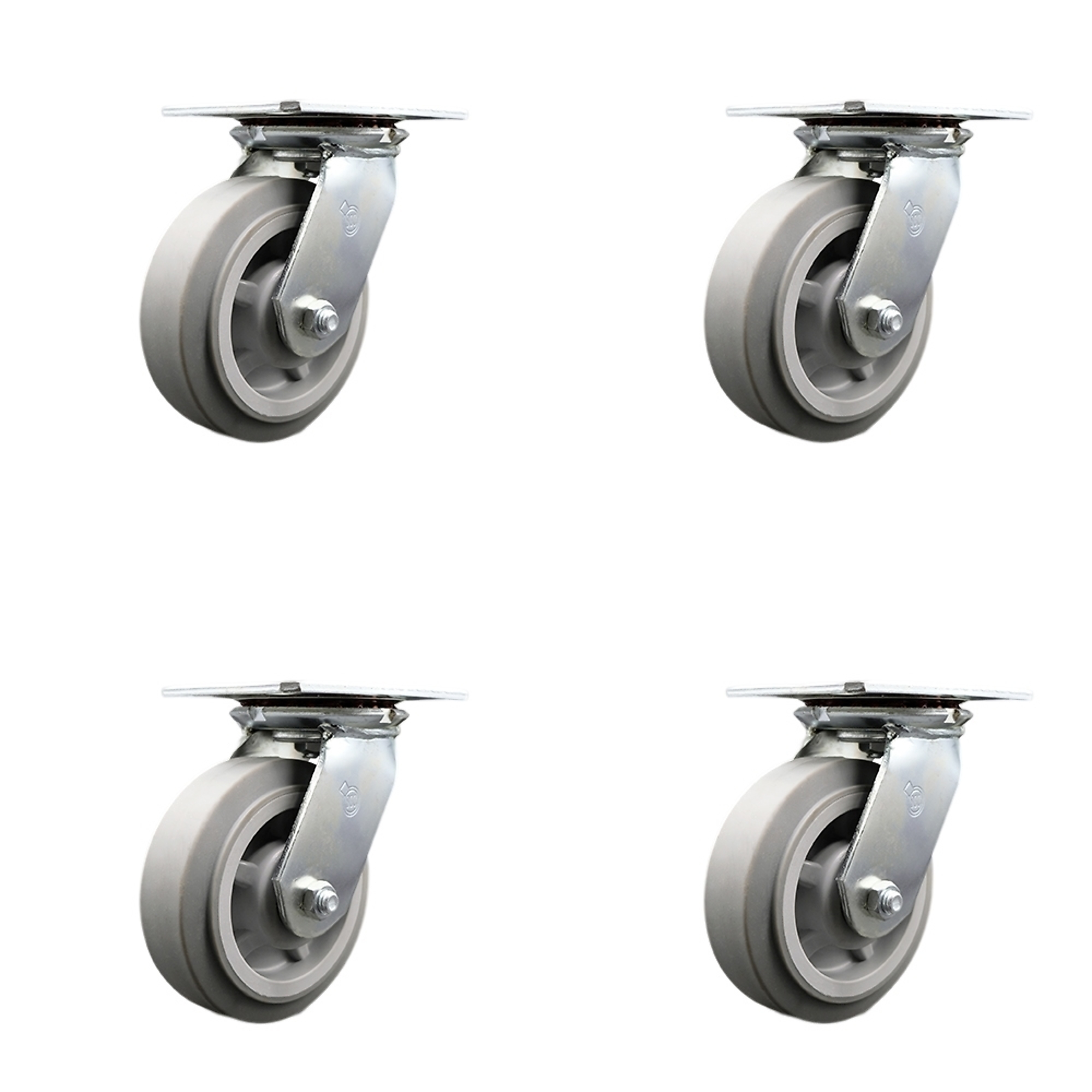 Service Caster, 6Inch x 2Inch Plate Casters, Wheel Diameter 6 in, Caster Type Swivel, Package (qty.) 4, Model SCC-35S620-TPRBF-4