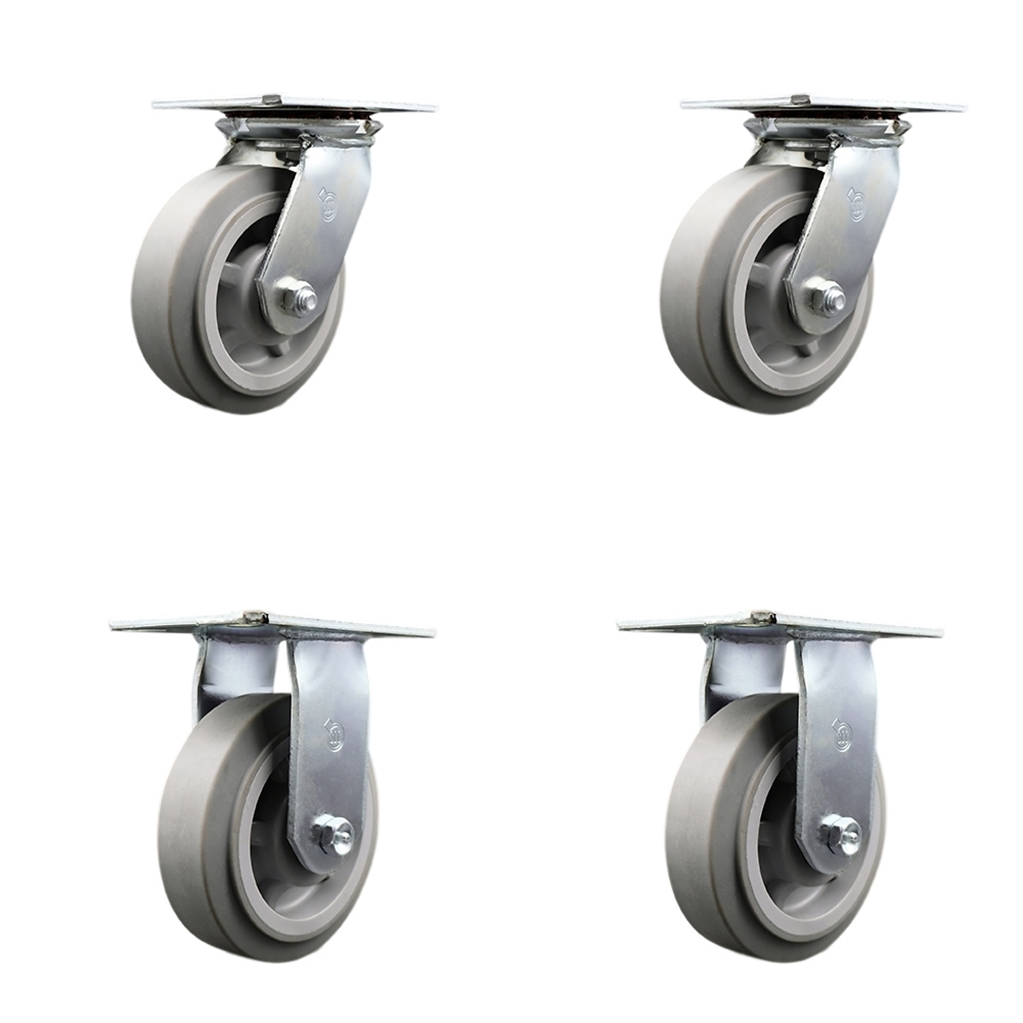 Service Caster, 6Inch x 2Inch Plate Casters, Wheel Diameter 6 in, Caster Type Swivel, Package (qty.) 4, Model SCC-35S620-TPRBF-2-R-2