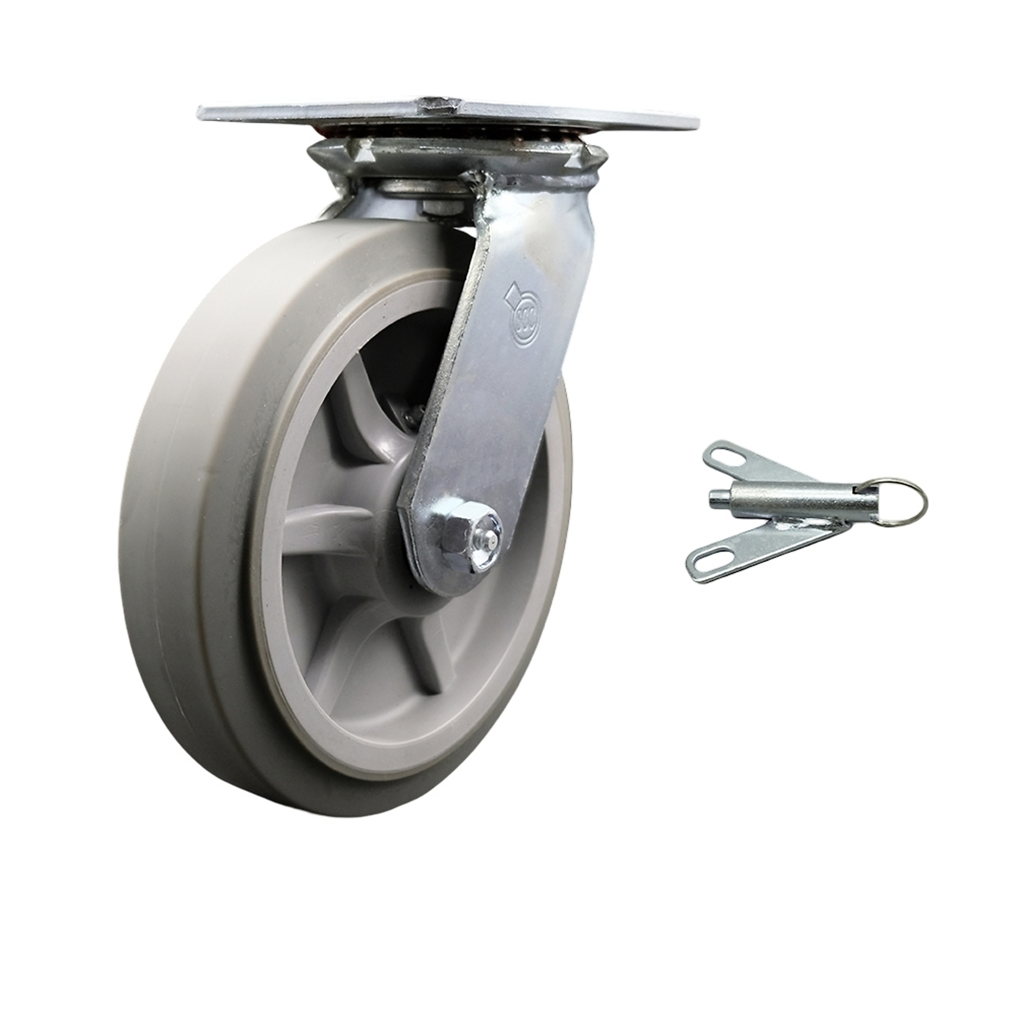 Service Caster, 8Inch x 2Inch Plate Caster, Wheel Diameter 8 in, Caster Type Swivel, Package (qty.) 1, Model SCC-35S820-TPRBF-BSL