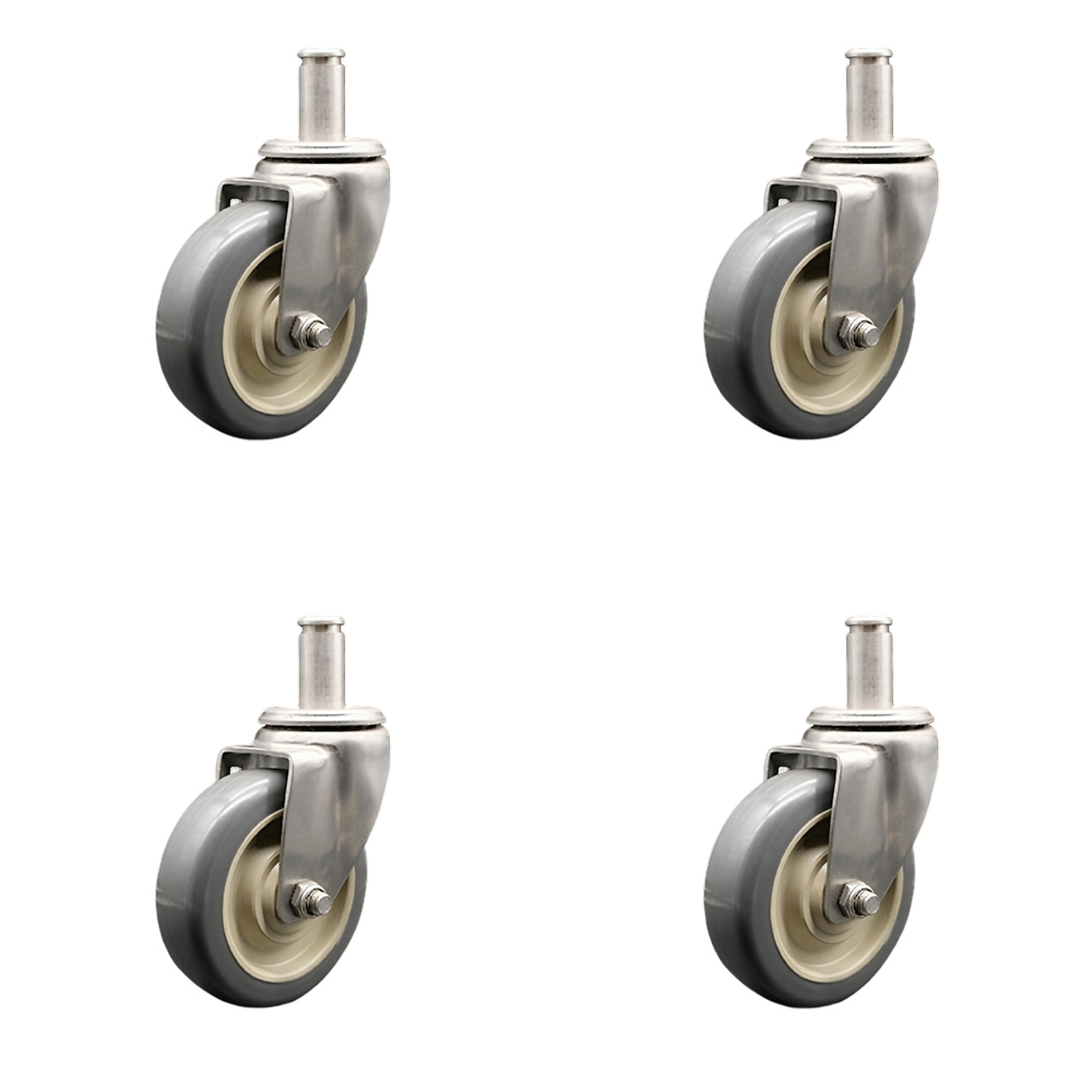 Service Caster, 4Inch x 1 1/4Inch Stem Casters, Wheel Diameter 4 in, Caster Type Swivel, Package (qty.) 4, Model SCC-SSDCGR20S414-PPUD-1316-SP-4