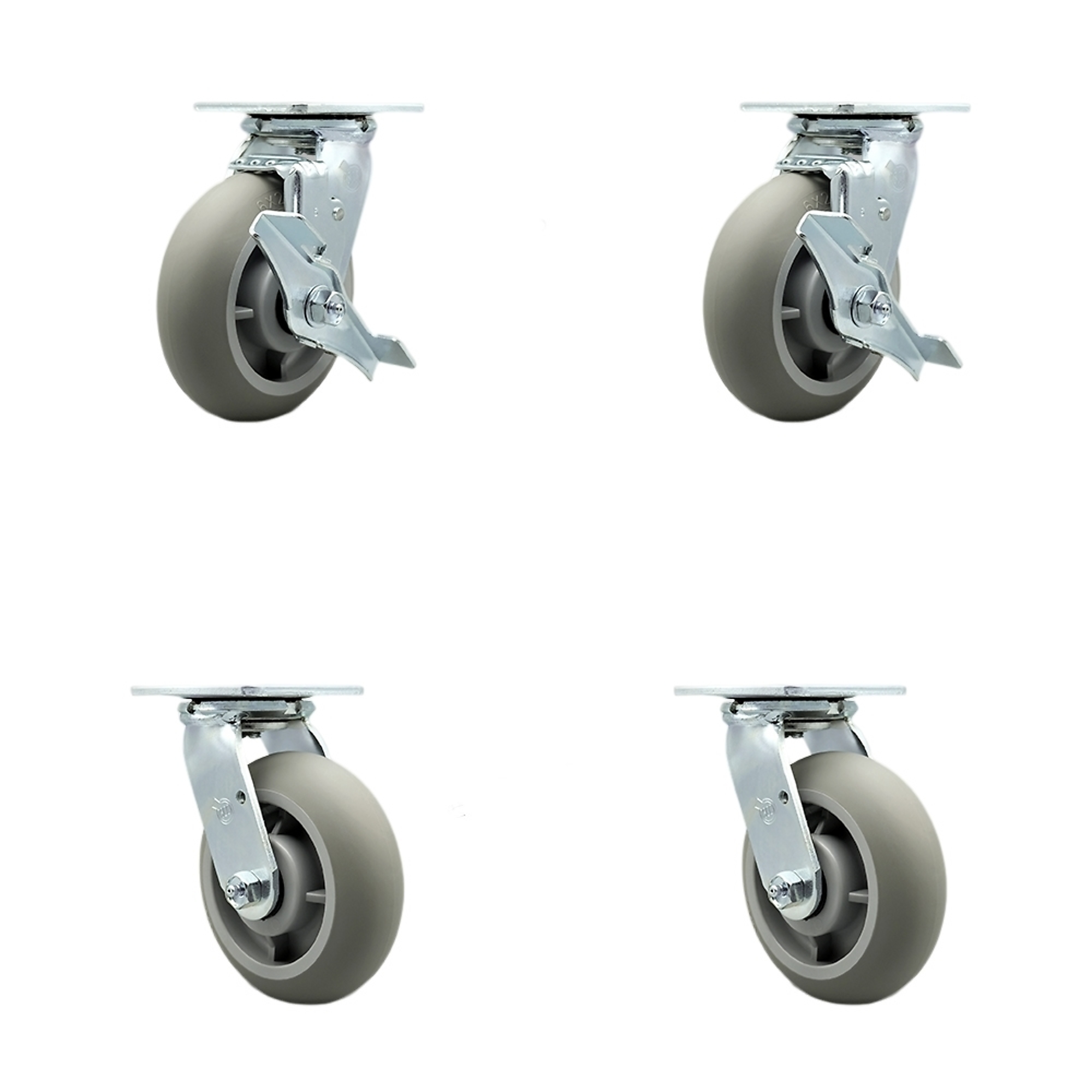 Service Caster, 6Inch x 2Inch Plate Casters, Wheel Diameter 6 in, Caster Type Swivel, Package (qty.) 4, Model SCC-SS30S620-TPRBD-TLB-BSL-2-BSL-2