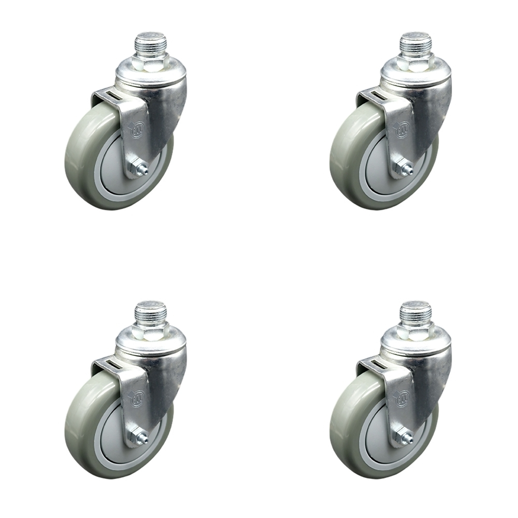 Service Caster, 4Inch x 1 1/4Inch Stem Casters, Wheel Diameter 4 in, Caster Type Swivel, Package (qty.) 4, Model SCC-PS20S414-PPUB-34NPT-GRY-4