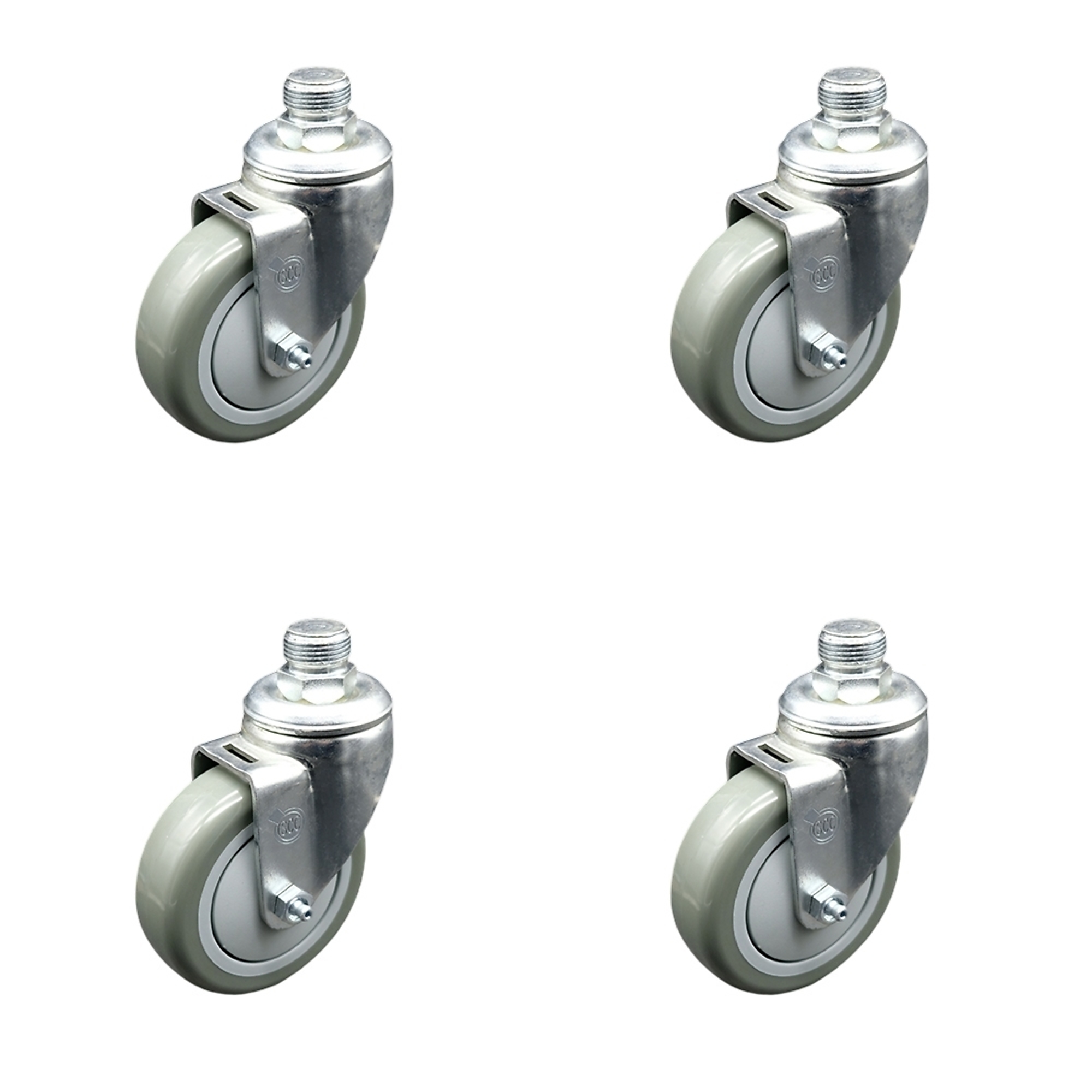 Service Caster, 4Inch x 1 1/4Inch Stem Casters, Wheel Diameter 4 in, Caster Type Swivel, Package (qty.) 4, Model SCC-PS20S414-TPRB-34NPT-4