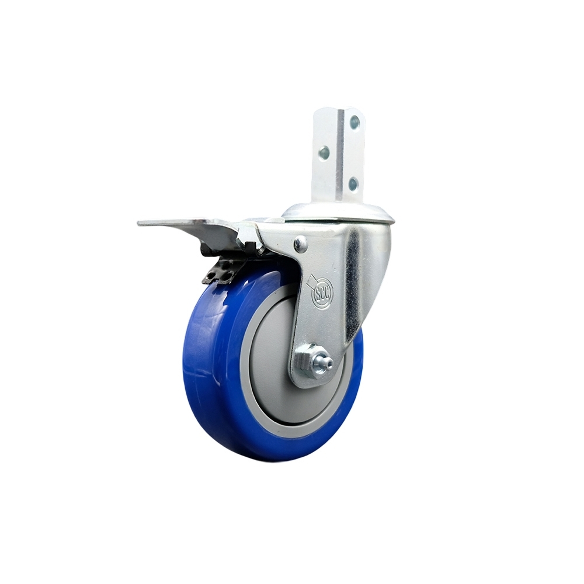 Service Caster, 4Inch x 1 1/4Inch Stem Caster, Wheel Diameter 4 in, Caster Type Swivel, Package (qty.) 1, Model SCC-SQTTL20S414-PPUB-BLUE-34