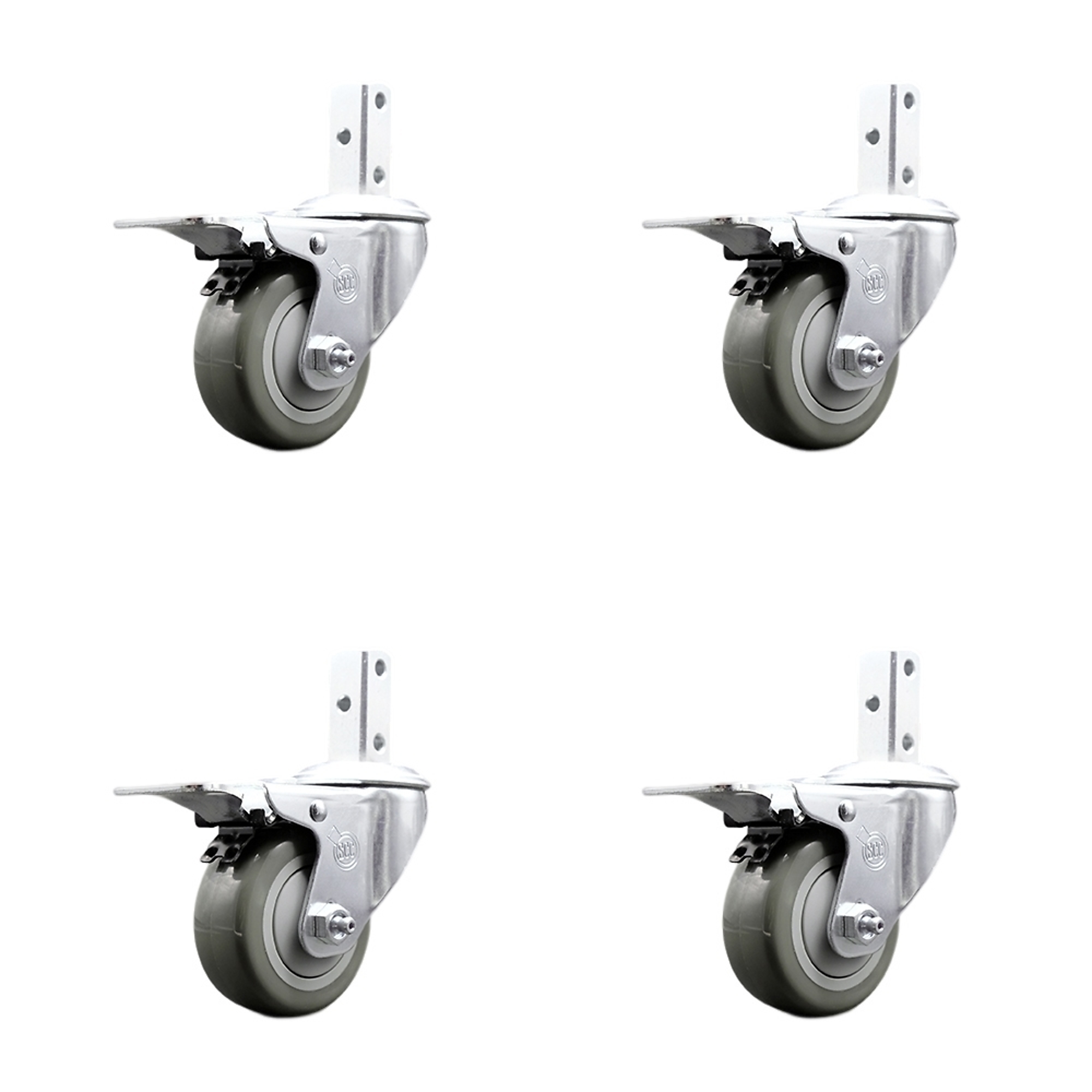 Service Caster, 3Inch x 1 1/4Inch Stem Casters, Wheel Diameter 3 in, Caster Type Swivel, Package (qty.) 4, Model SCC-SQTTL20S314-PPUB-GRY-34-4