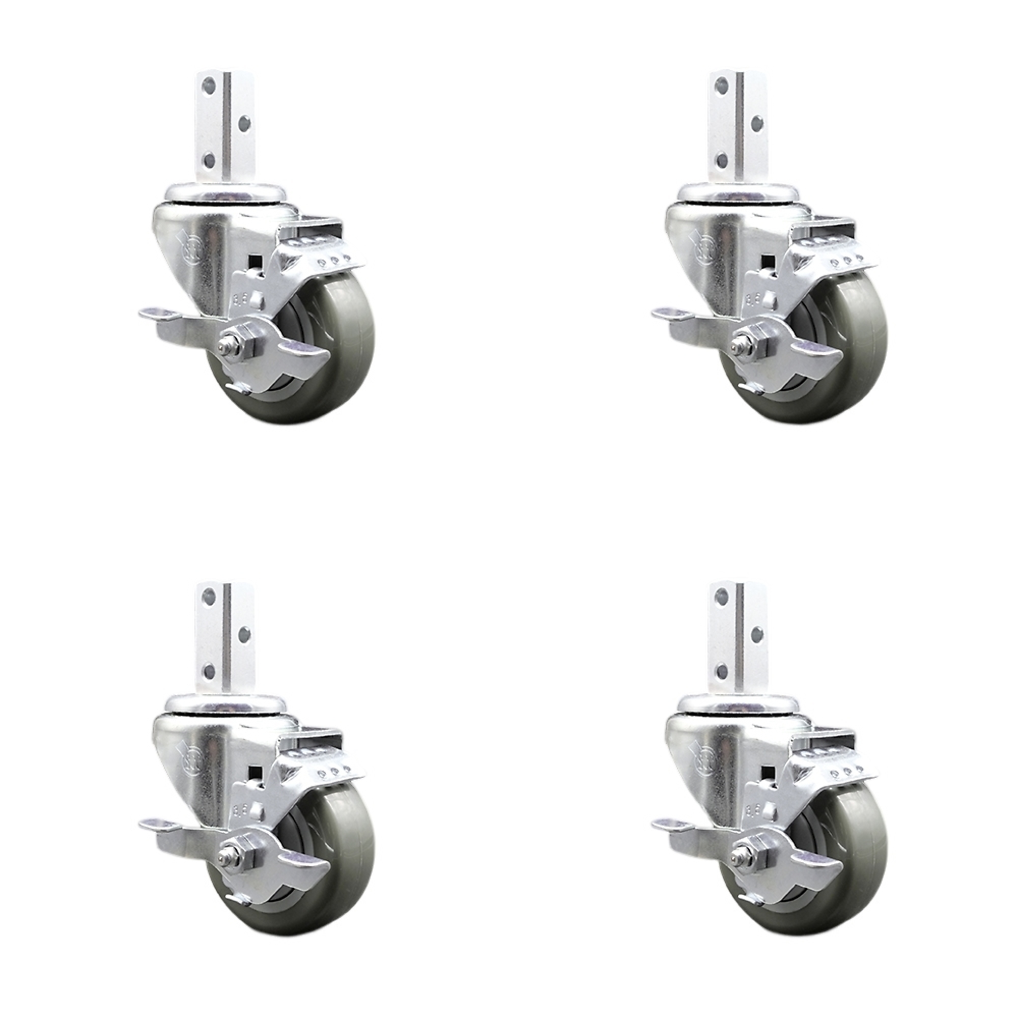 Service Caster, 3 1/2Inch x 1 1/4Inch Stem Casters, Wheel Diameter 3.5 in, Caster Type Swivel, Package (qty.) 4, Model SCC-SQ20S3514-PPUB-GRY-TLB-78-4