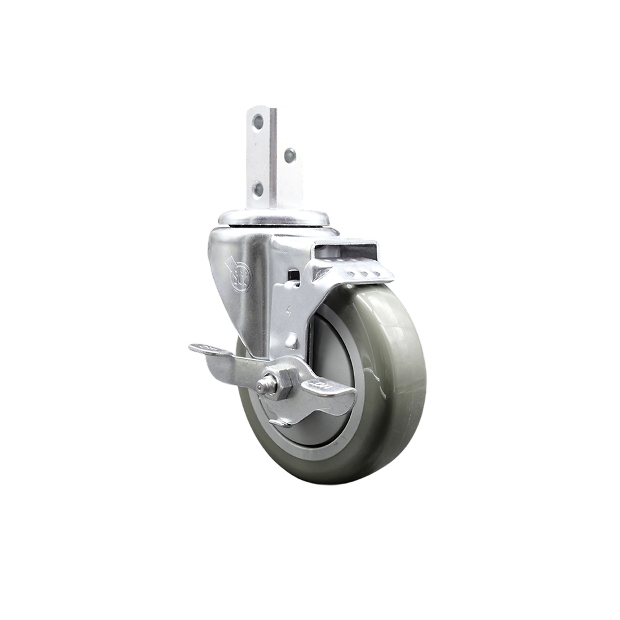 Service Caster, 4Inch x 1 1/4Inch Stem Caster, Wheel Diameter 4 in, Caster Type Swivel, Package (qty.) 1, Model SCC-SQ20S414-PPUB-GRY-TLB-78