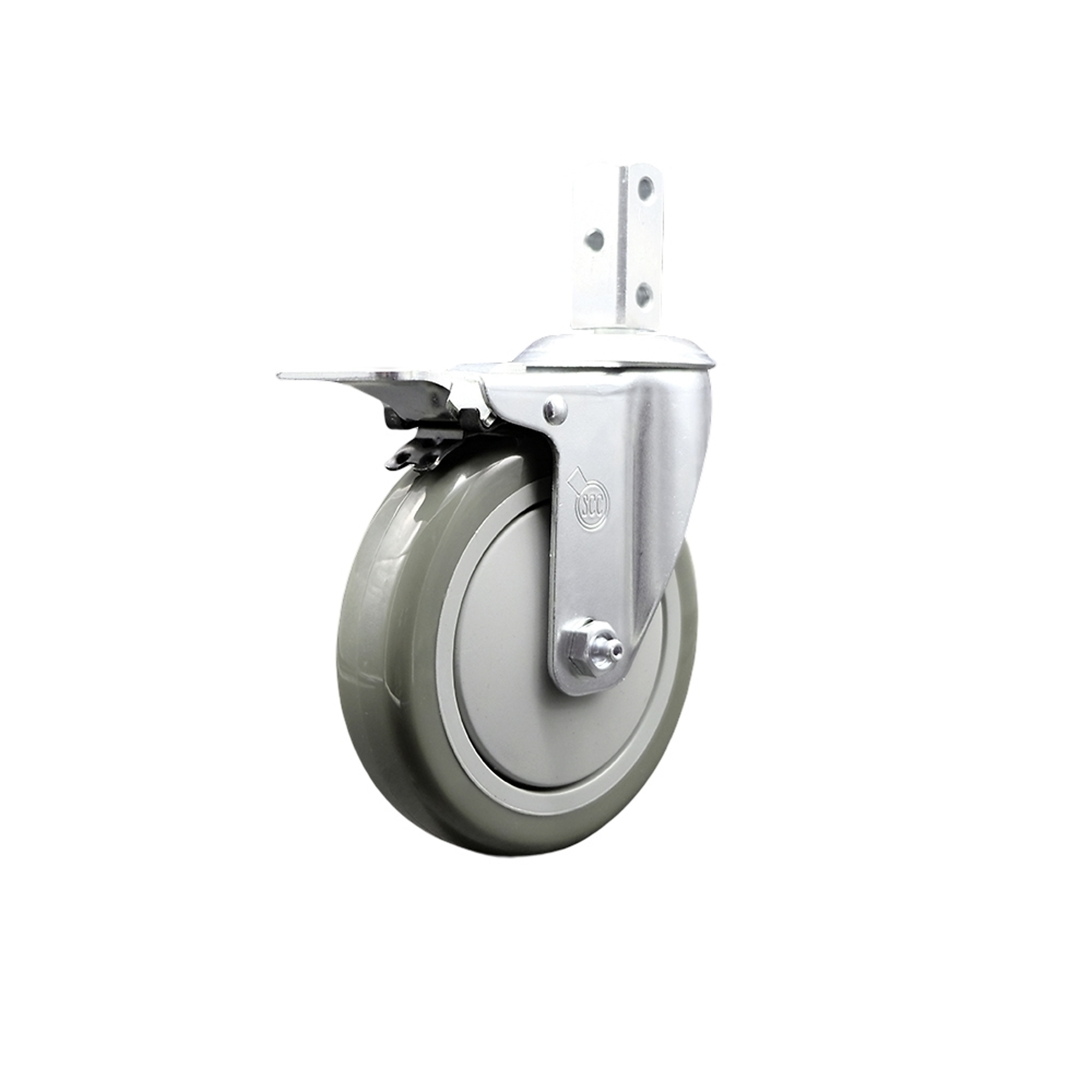 Service Caster, 5Inch x 1 1/4Inch Stem Caster, Wheel Diameter 5 in, Caster Type Swivel, Package (qty.) 1, Model SCC-SQTTL20S514-PPUB-GRY-78